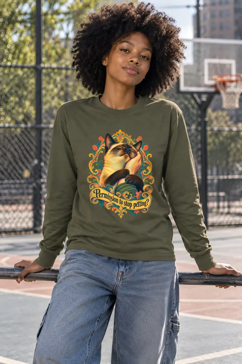 "Permission To Stop Petting?" Unisex Longsleeve T-shirt