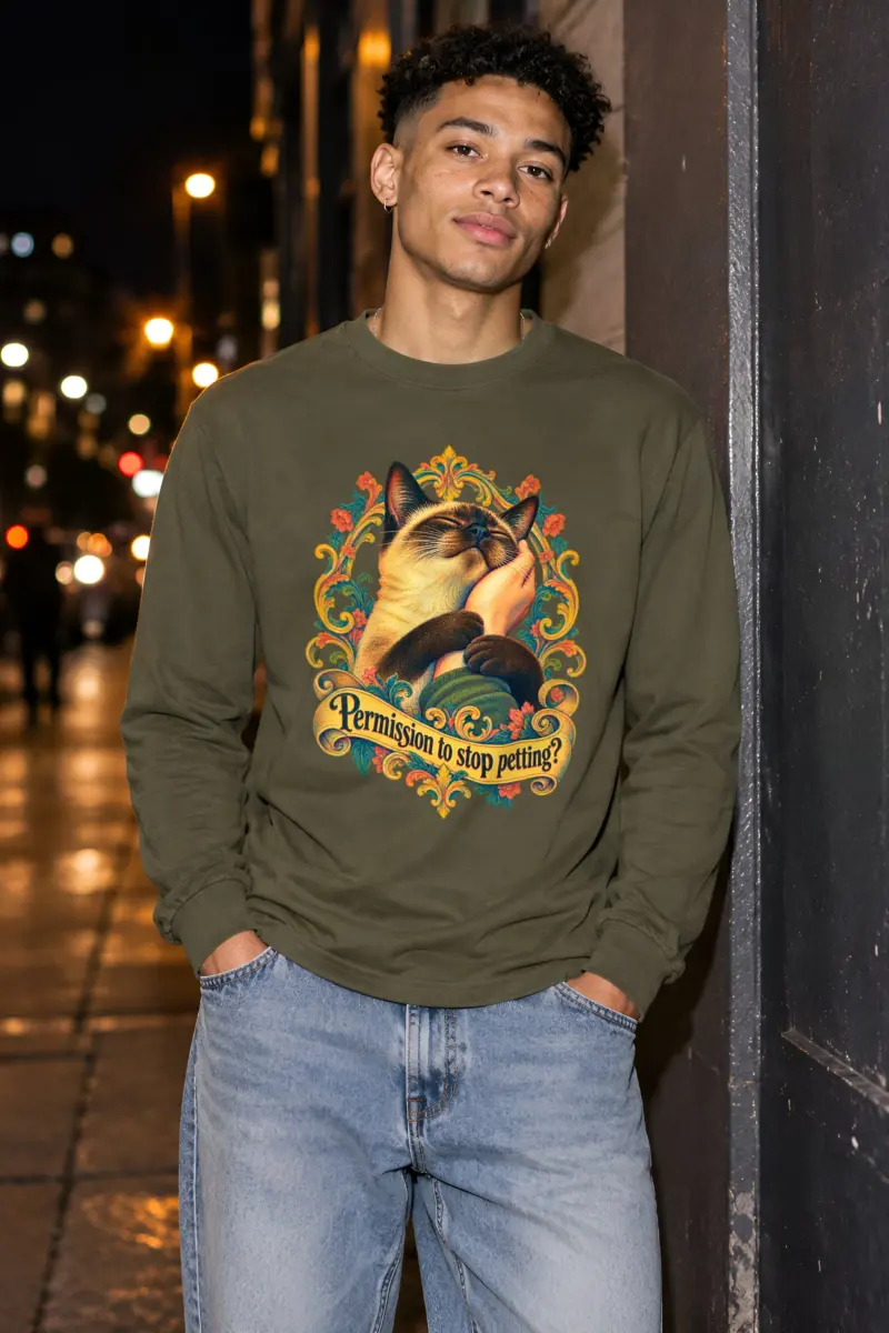 "Permission To Stop Petting?" Unisex Longsleeve T-shirt
