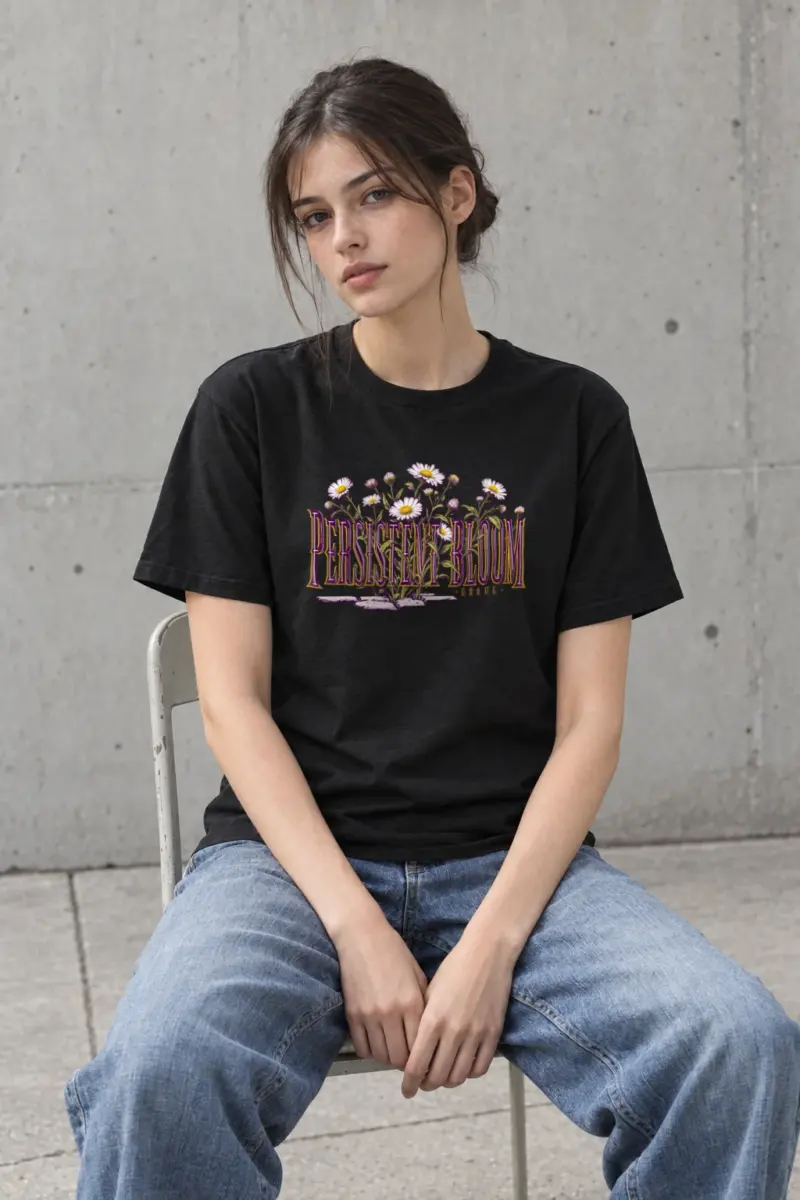 "Persistent Bloom" Heavyweight Unisex Crewneck T-shirt