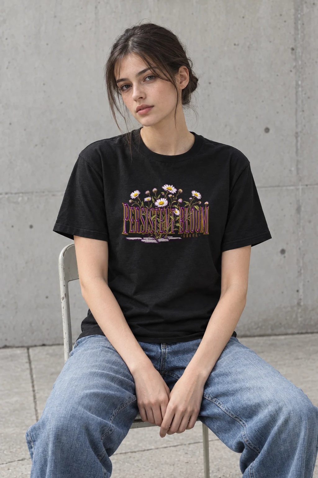 "Persistent Bloom" Heavyweight Unisex Crewneck T-shirt