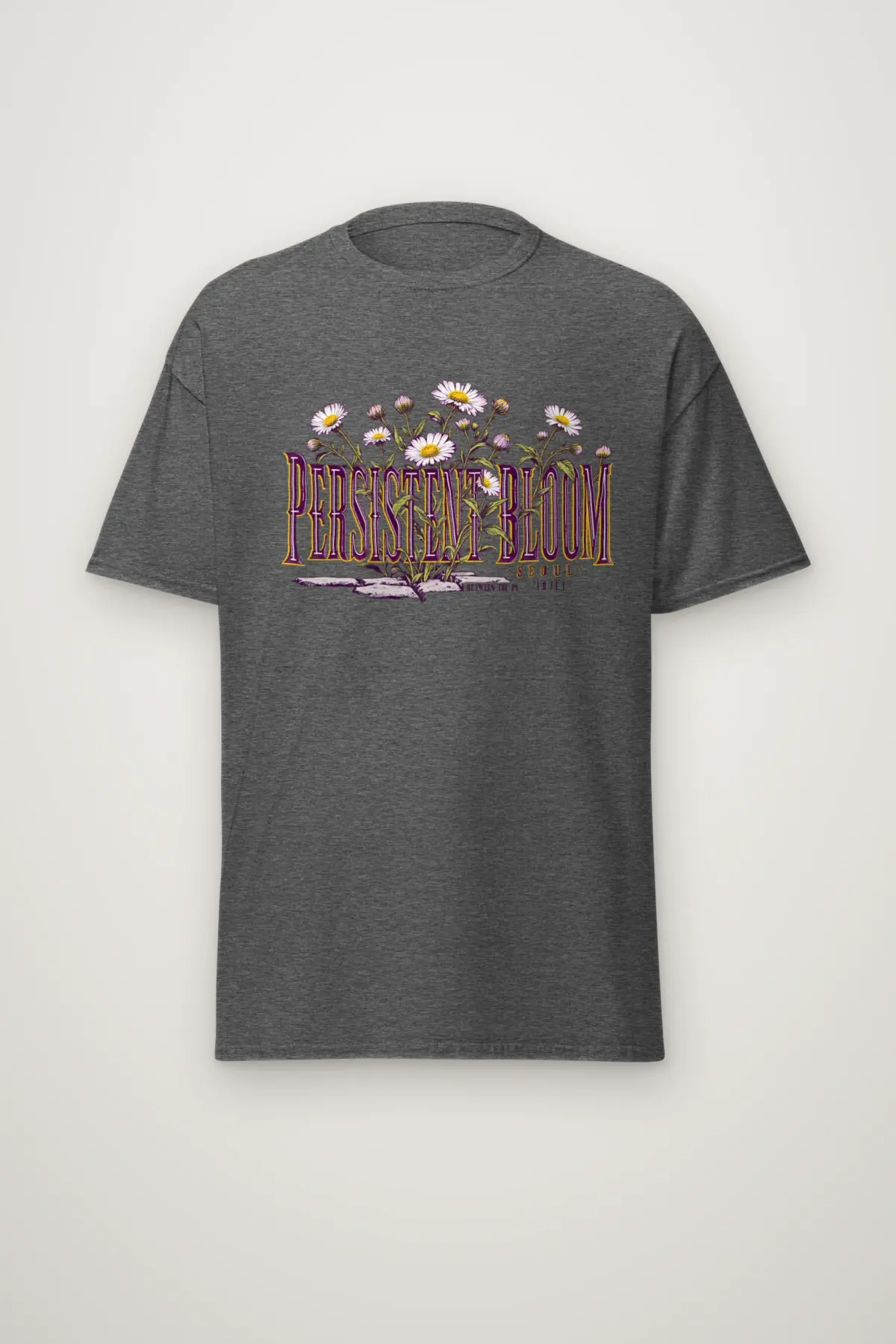 "Persistent Bloom" Heavyweight Unisex Crewneck T-shirt