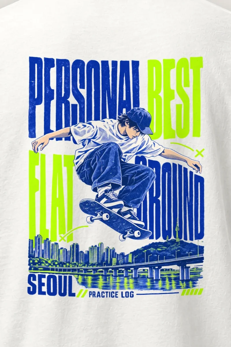"Personal Best Flat" Heavyweight Unisex Crewneck T-shirt