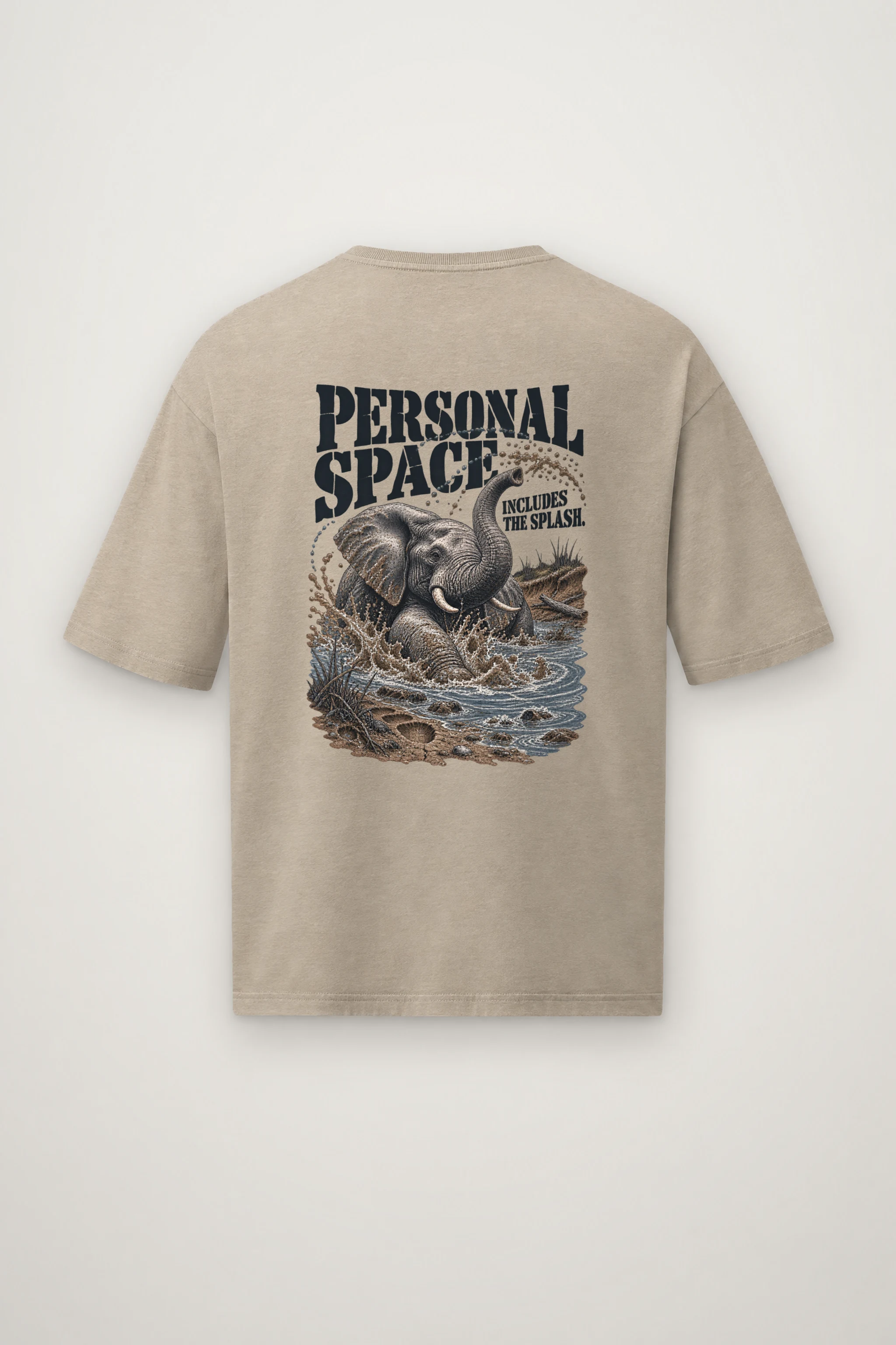 "Personal Space Includes the Splash" Men's Oversized Heavyweight Crewneck T-Shirt