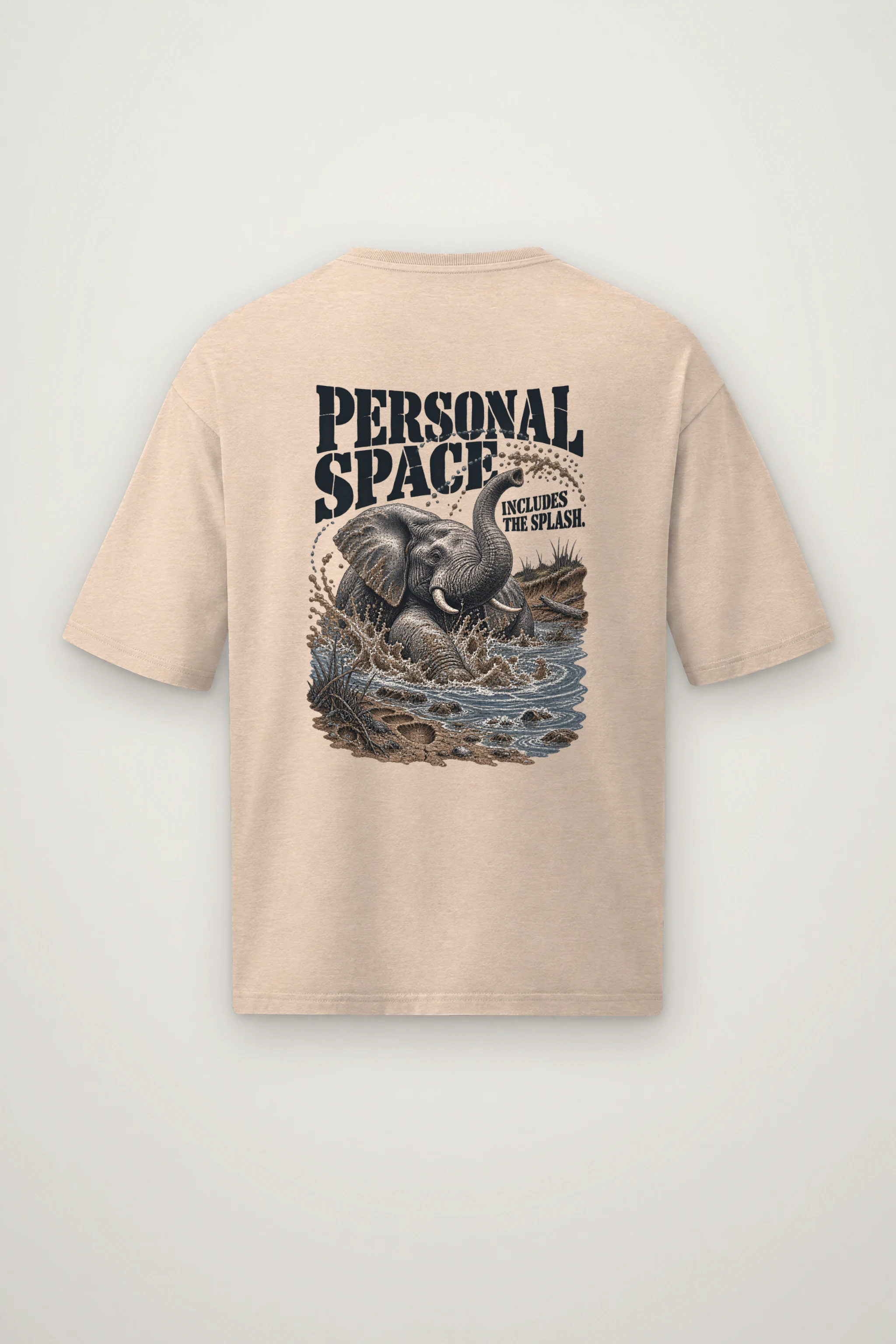 "Personal Space Includes the Splash" Men's Oversized Heavyweight Crewneck T-Shirt