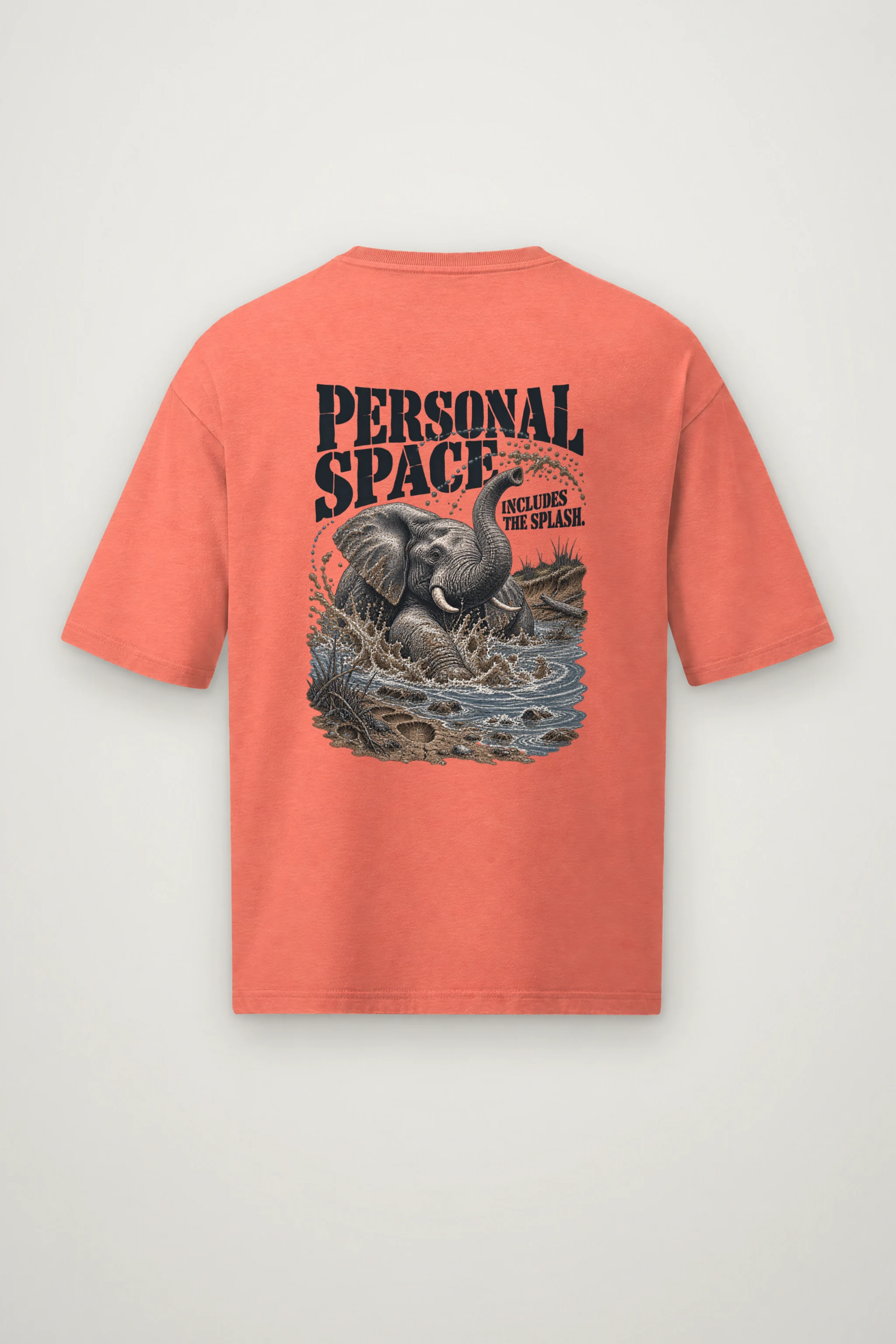 "Personal Space Includes the Splash" Men's Oversized Heavyweight Crewneck T-Shirt