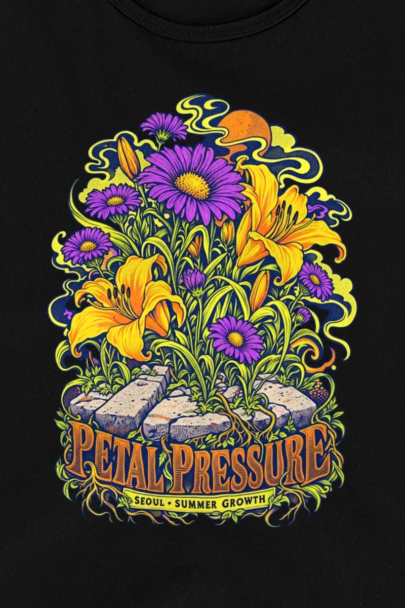 "Petal Pressure" Unisex Jersey Tank - the graphic up close