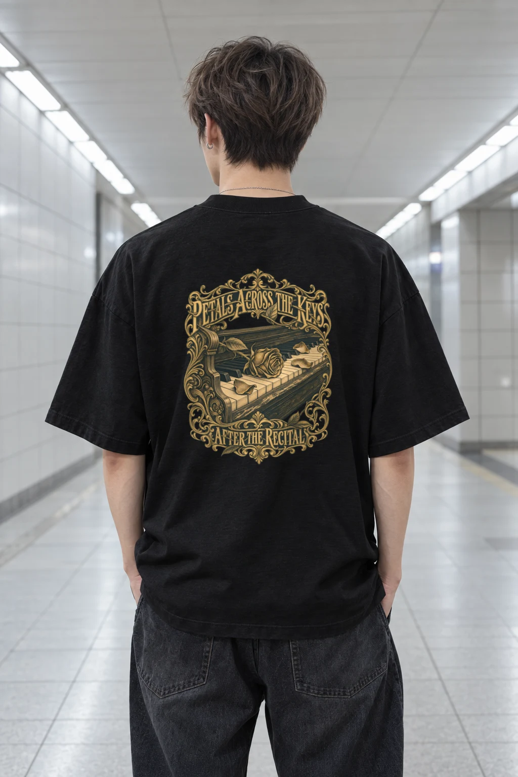 "Petals Across the Keys" Men's Oversized Heavyweight Crewneck T-Shirt