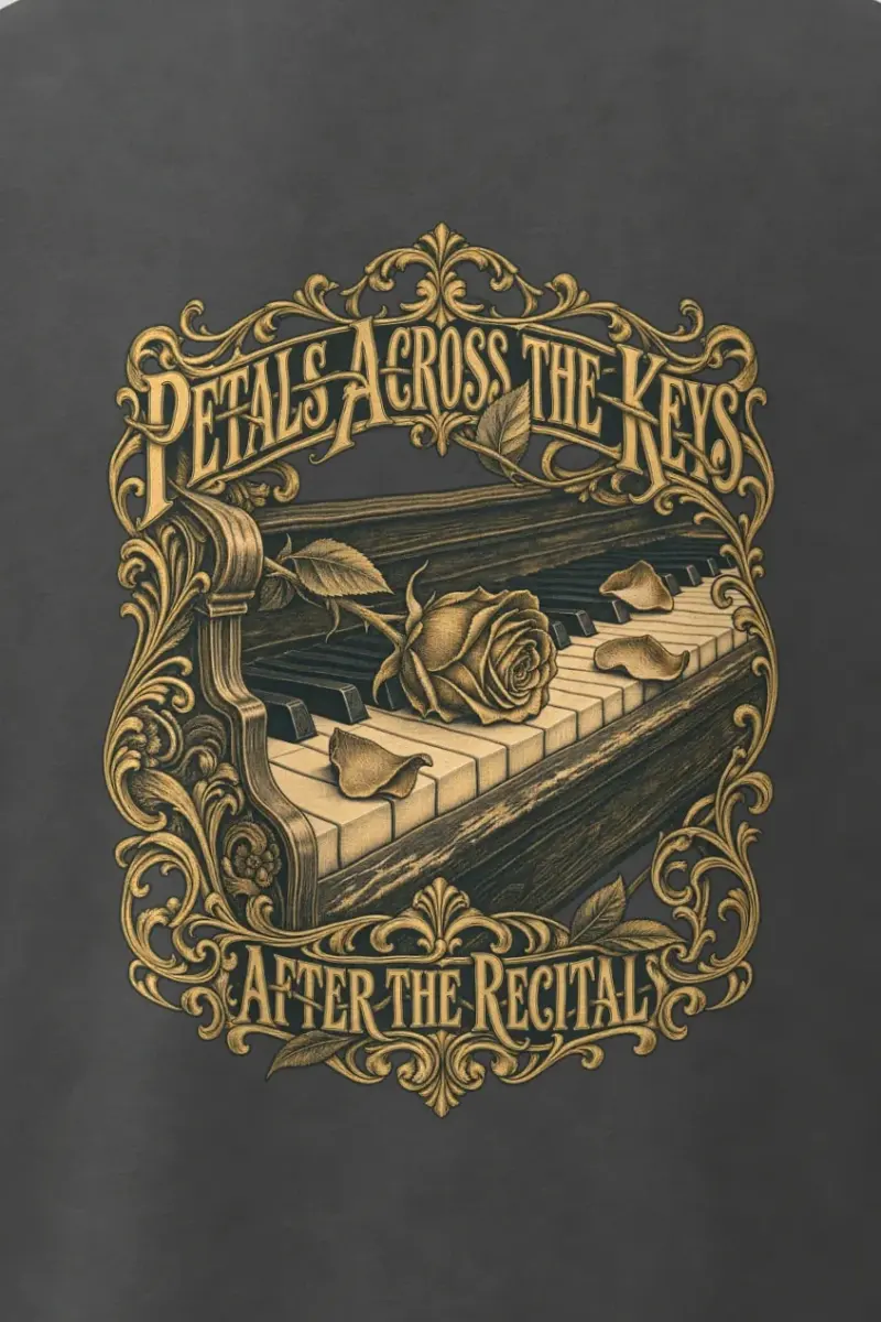 "Petals Across the Keys" Men’s Oversized Heavyweight Crewneck T-Shirt - the graphic up close