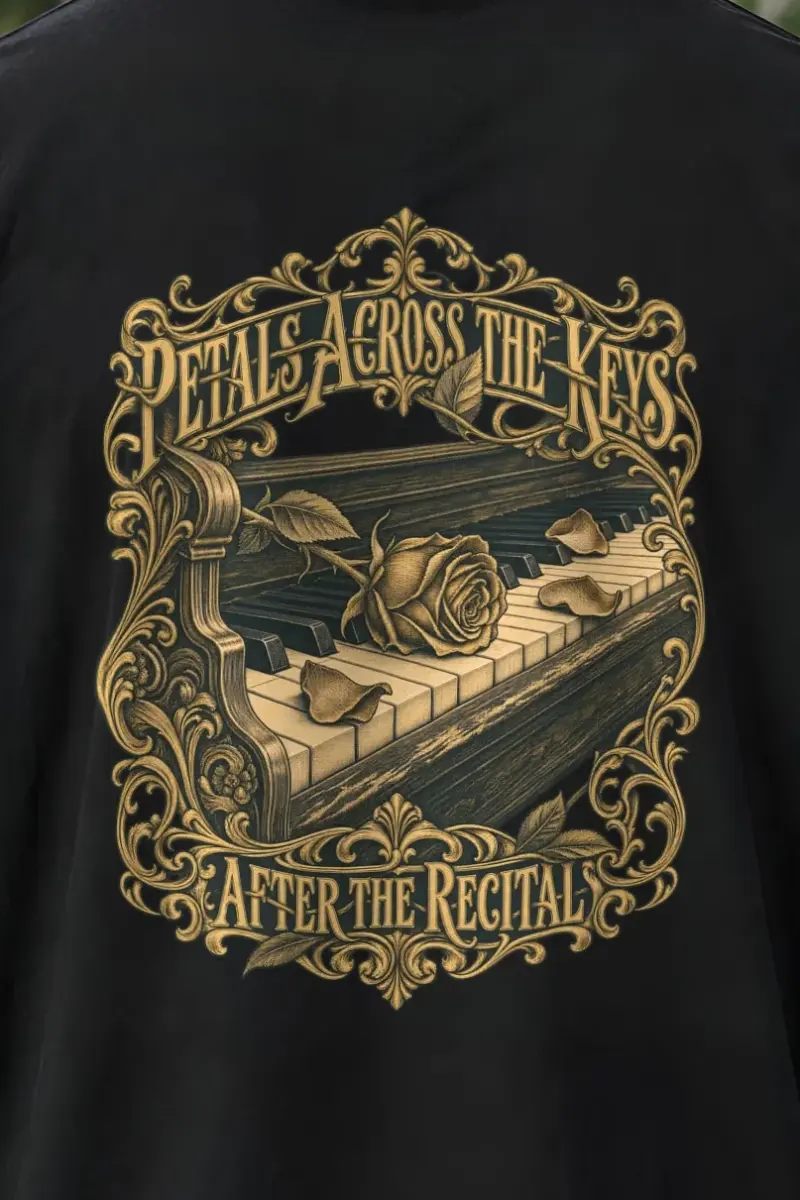 "Petals Across the Keys" Men’s Oversized Heavyweight Crewneck T-Shirt - the graphic up close