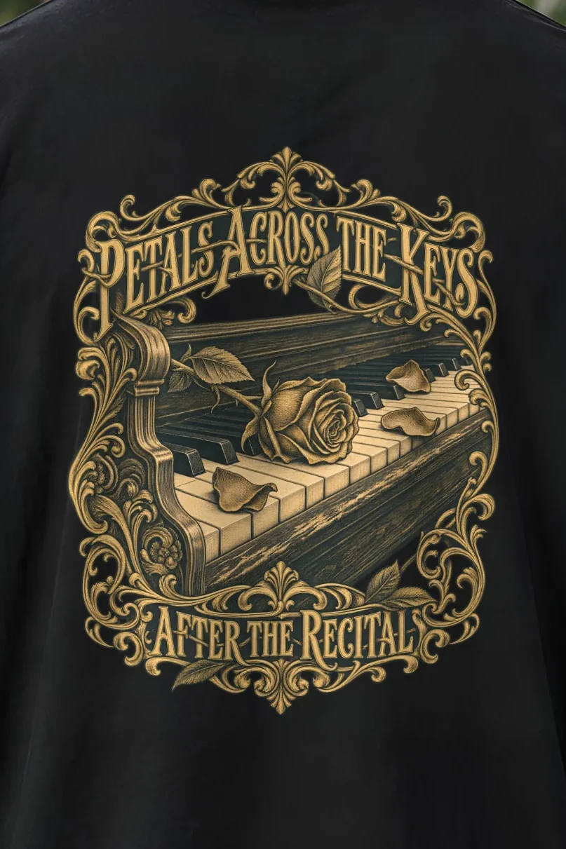 "Petals Across the Keys" Men’s Oversized Heavyweight Crewneck T-Shirt - the graphic up close