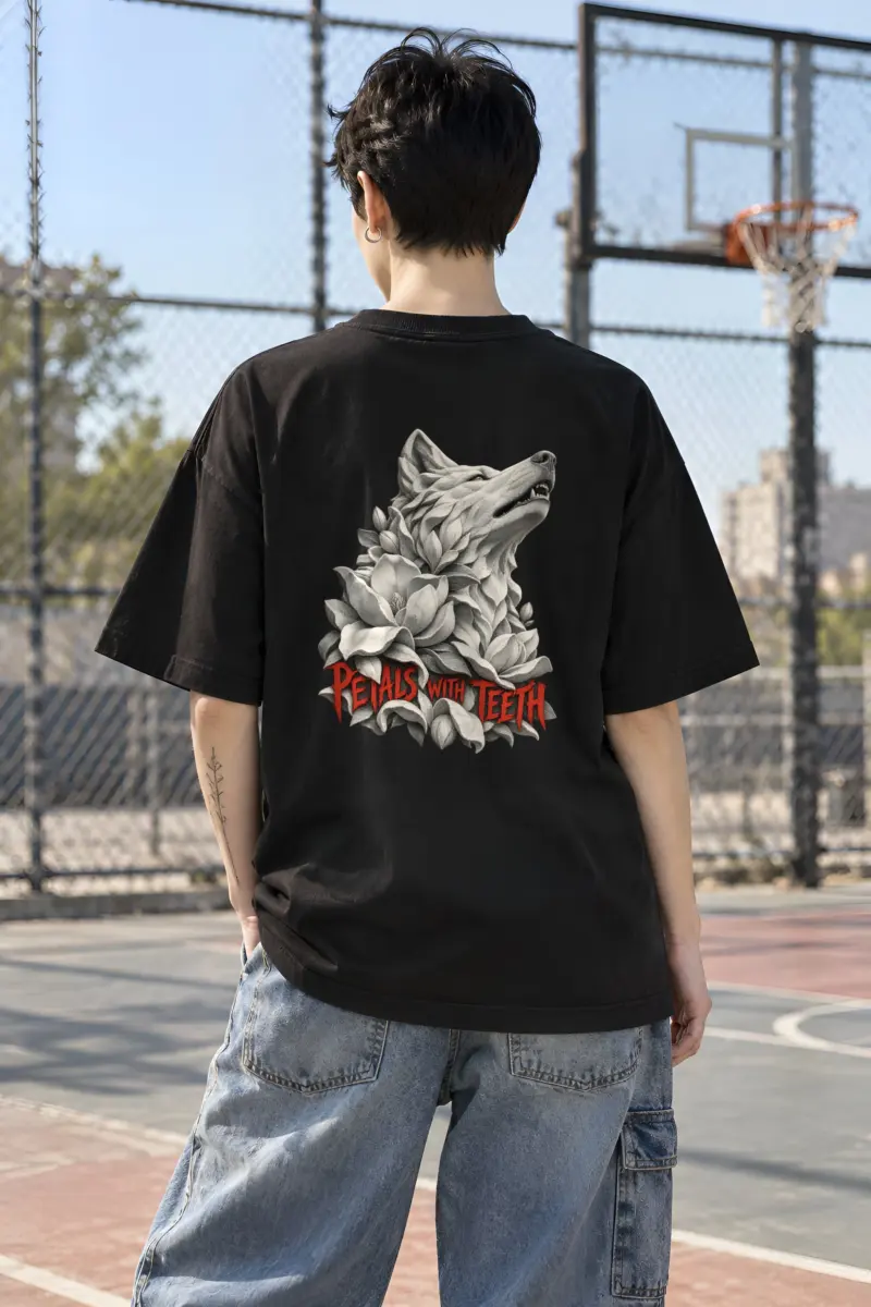 "Petals With Teeth" Unisex Oversized Heavyweight Crewneck T-Shirt