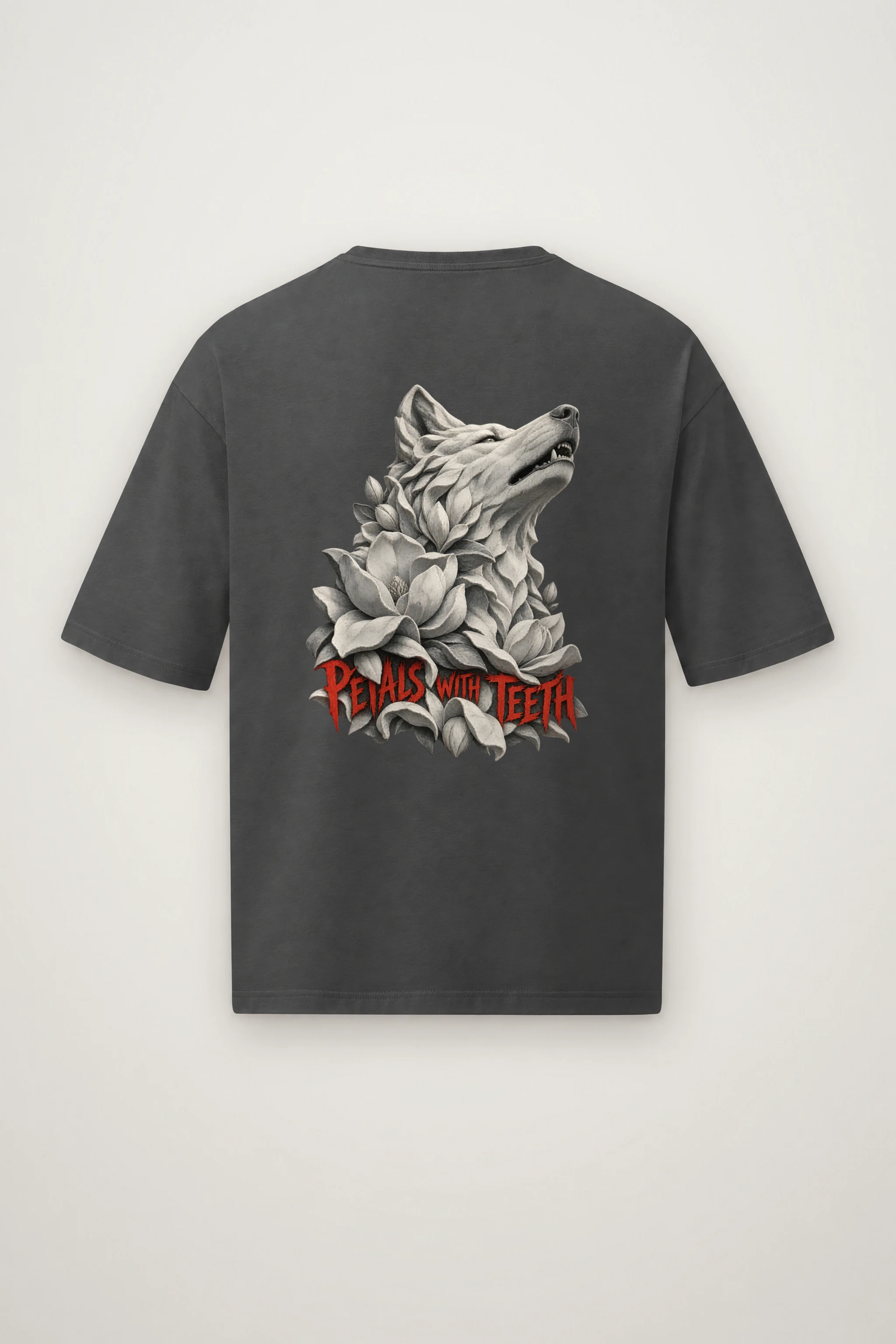 "Petals With Teeth" Men's Oversized Heavyweight Crewneck T-Shirt