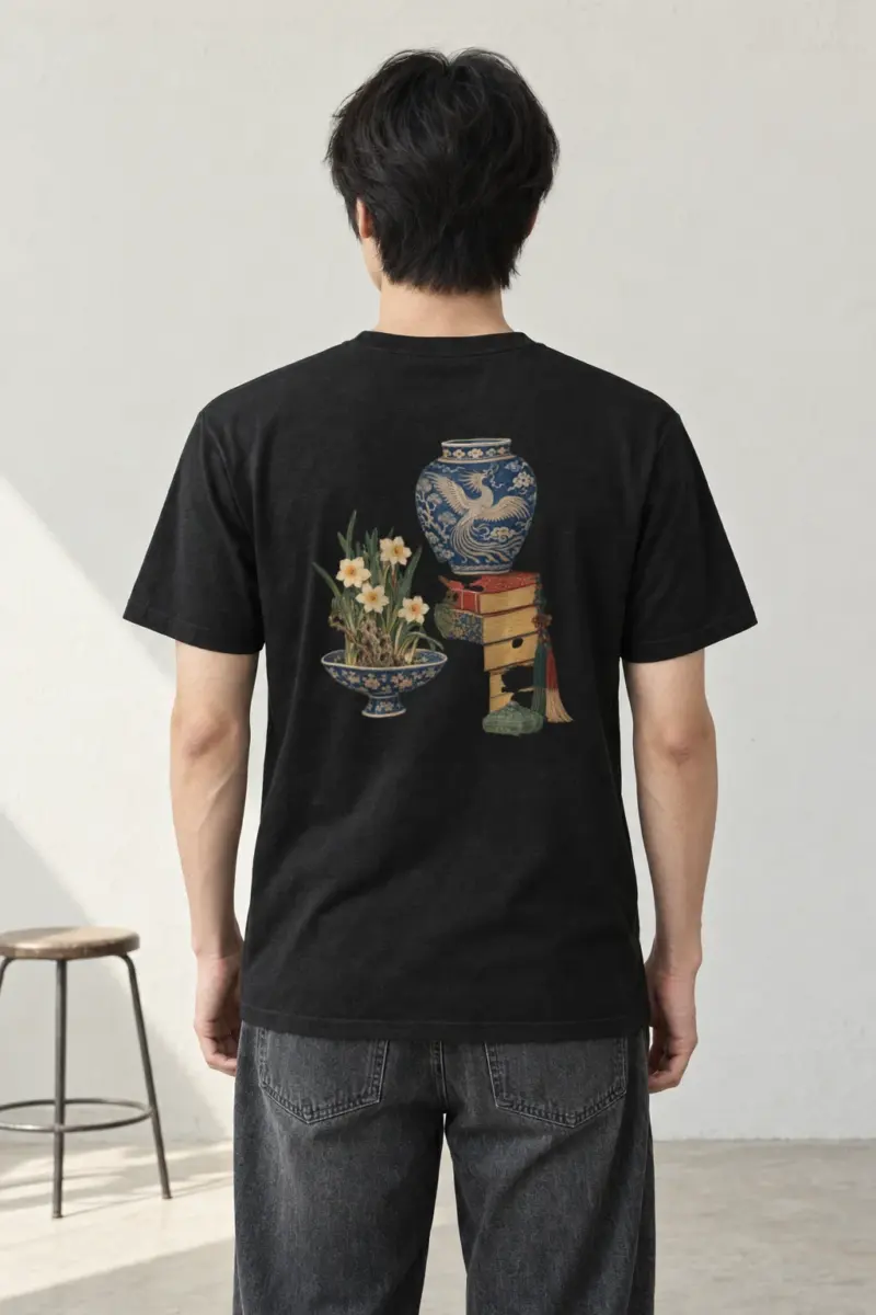 "Phoenix Porcelain and Scholar's Still Life" Heavyweight Unisex Crewneck T-shirt