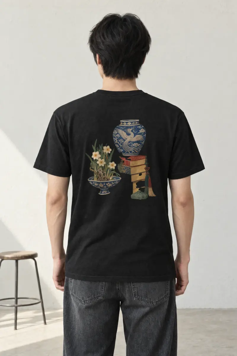 "Phoenix Porcelain and Scholar's Still Life" Heavyweight Unisex Crewneck T-shirt