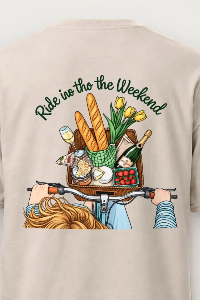 "Picnic Bicycle Basket" Heavyweight Unisex Crewneck T-shirt