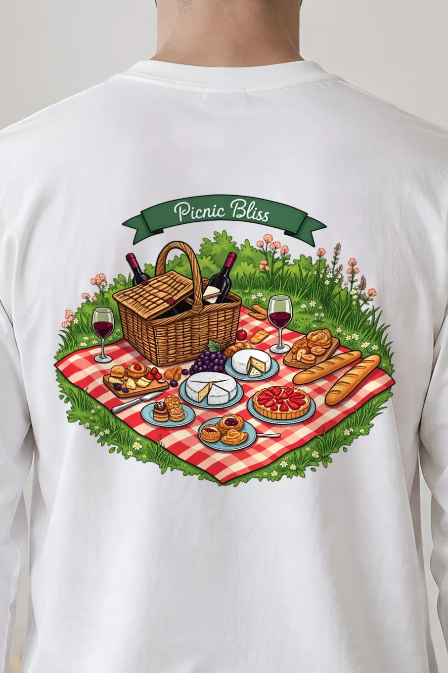 "Picnic Bliss" Unisex Longsleeve T-shirt - the graphic up close