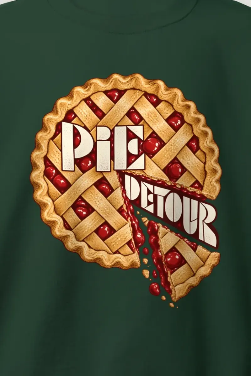 "Pie Detour" Heavy Blend Unisex Crewneck Sweatshirt - the graphic up close