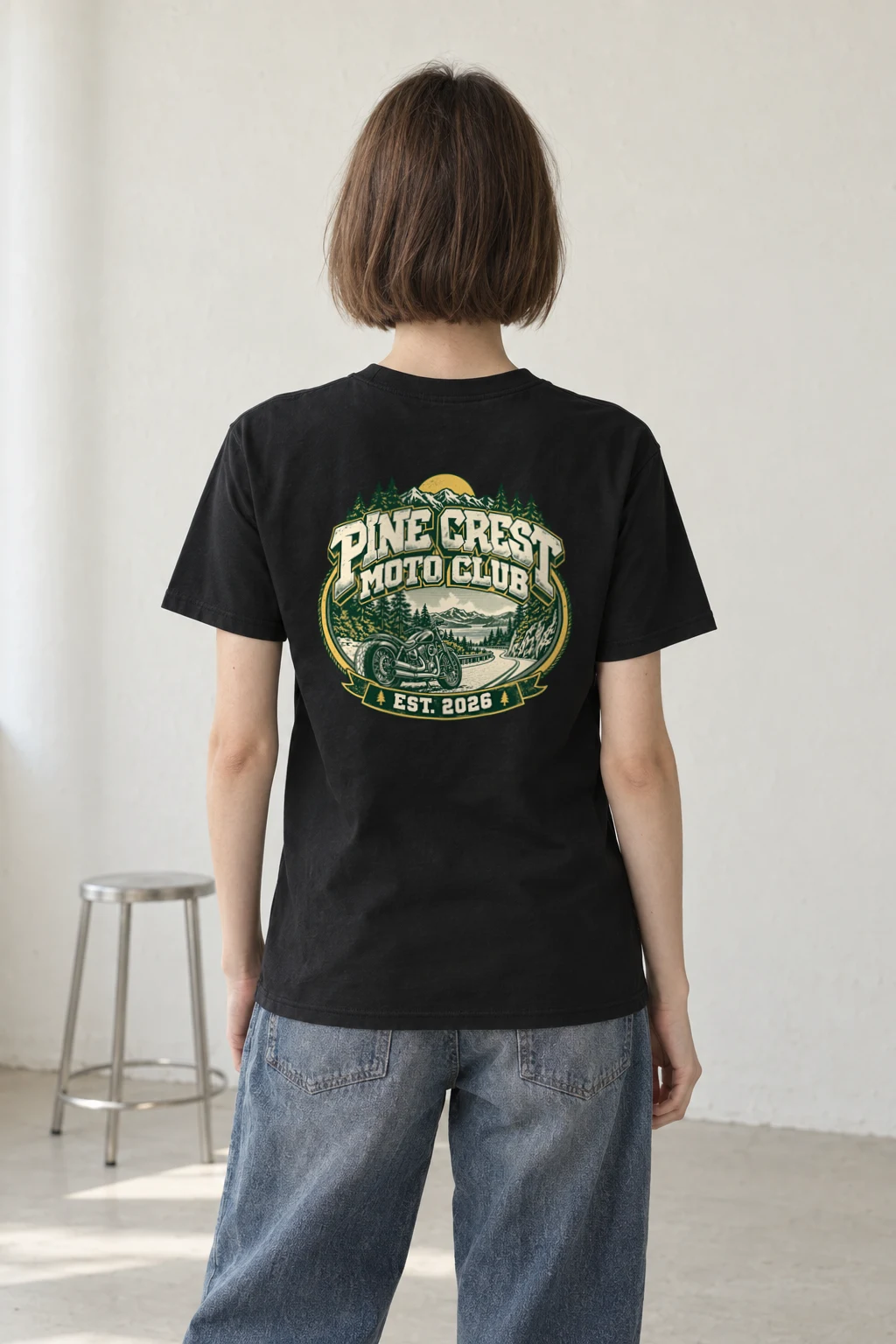 "Pine Crest Moto Club" Heavyweight Unisex Crewneck T-shirt