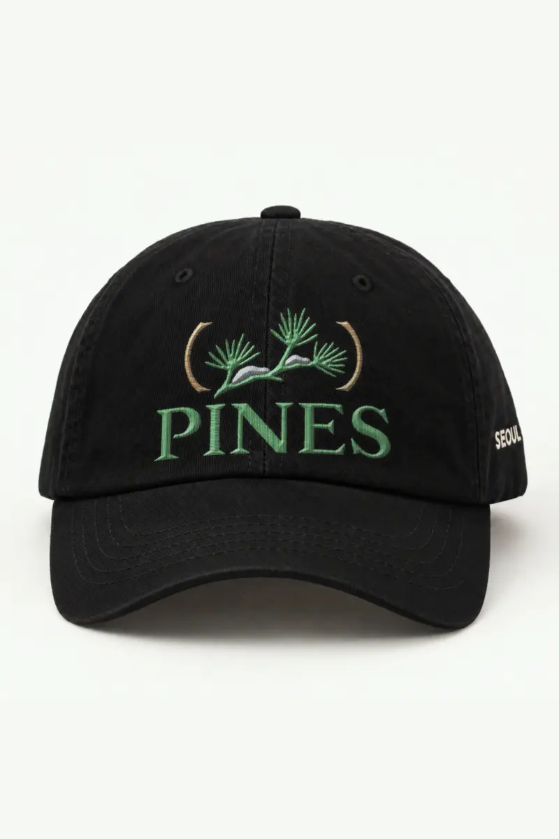 "PINES" Classic Dad Hat · Embroidered — black/cap-front
