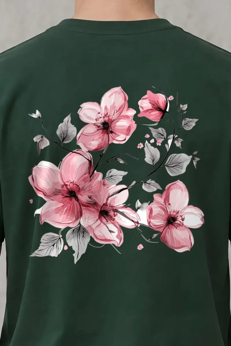 "Pink Branch Elegance" Heavyweight Unisex Crewneck T-shirt
