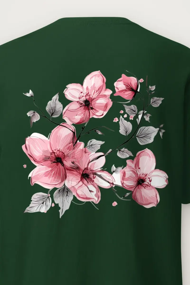 "Pink Branch Elegance" Heavyweight Unisex Crewneck T-shirt