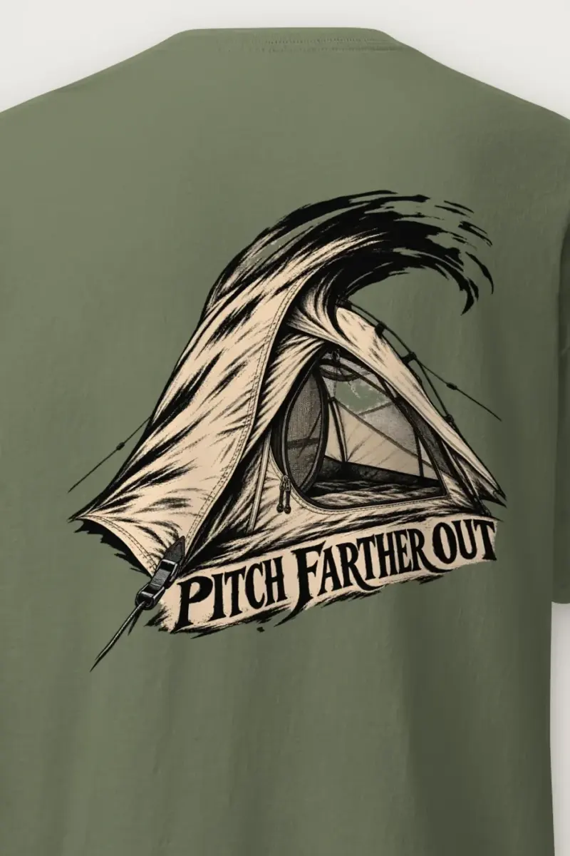 "Pitch Farther Out" Heavyweight Unisex Crewneck T-shirt - the graphic up close