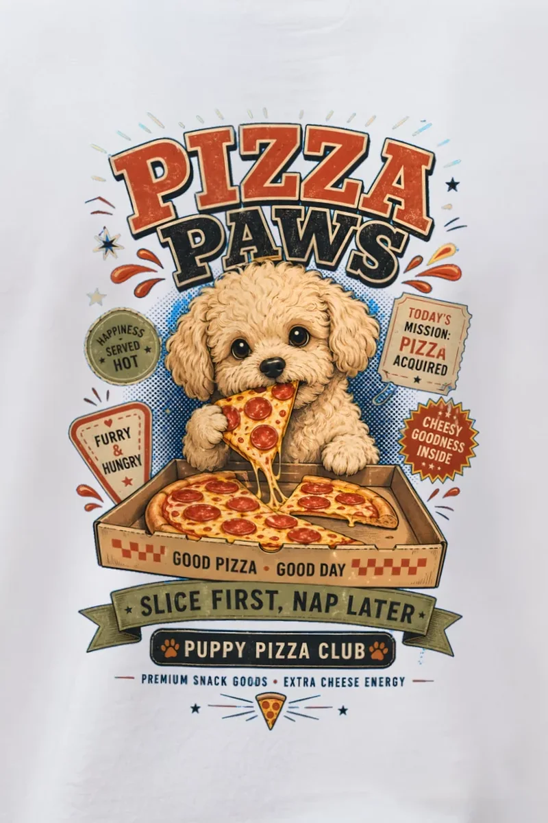 "Pizza Paws" 1 Crewneck Sweatshirt - the graphic up close