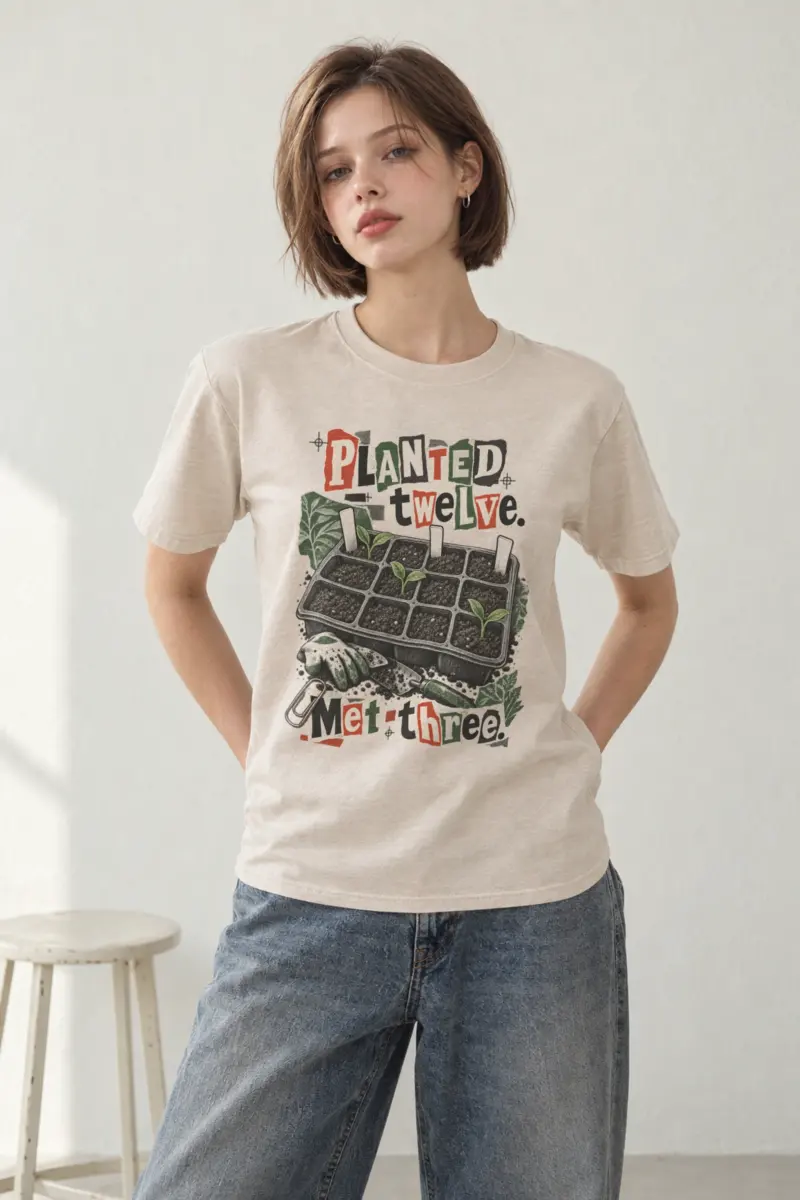 “PLANTED tweLve. Met three.” Heavyweight Unisex Crewneck T-shirt