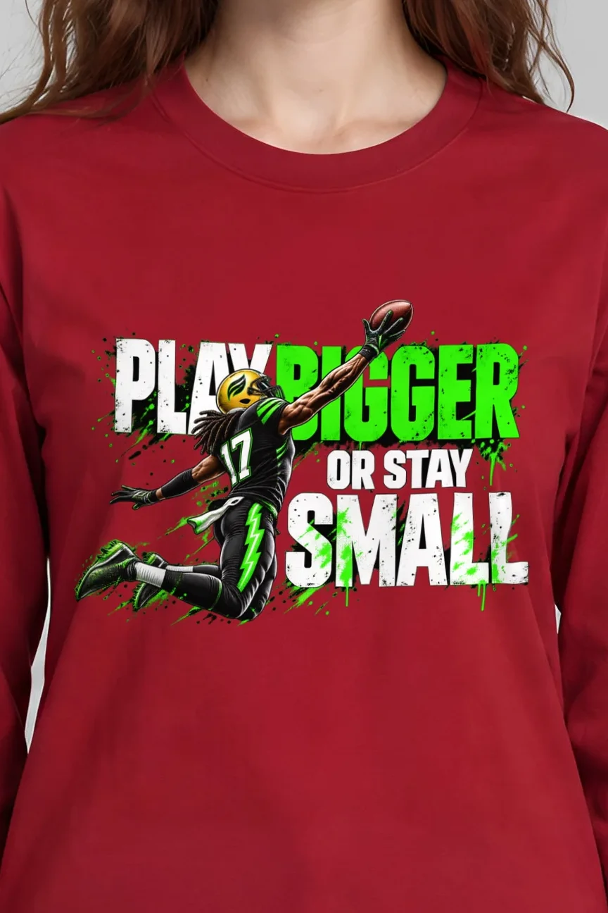 "Play Bigger" Unisex Longsleeve T-shirt - the graphic up close
