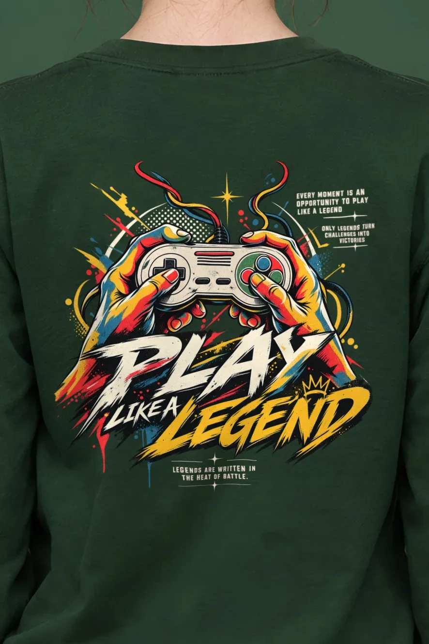 "Play Like a Legend" Unisex Longsleeve T-shirt - the graphic up close