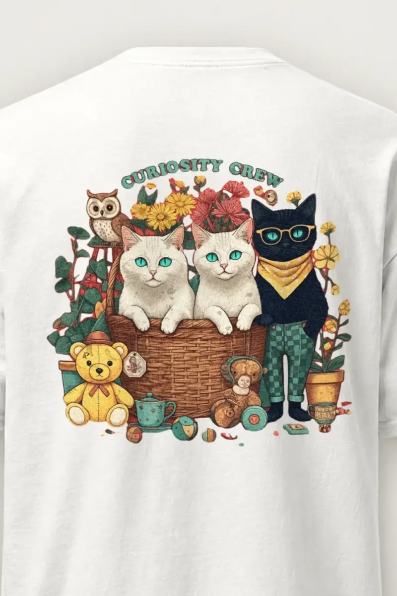 "Playroom Cat Parade" Heavyweight Unisex Crewneck T-shirt