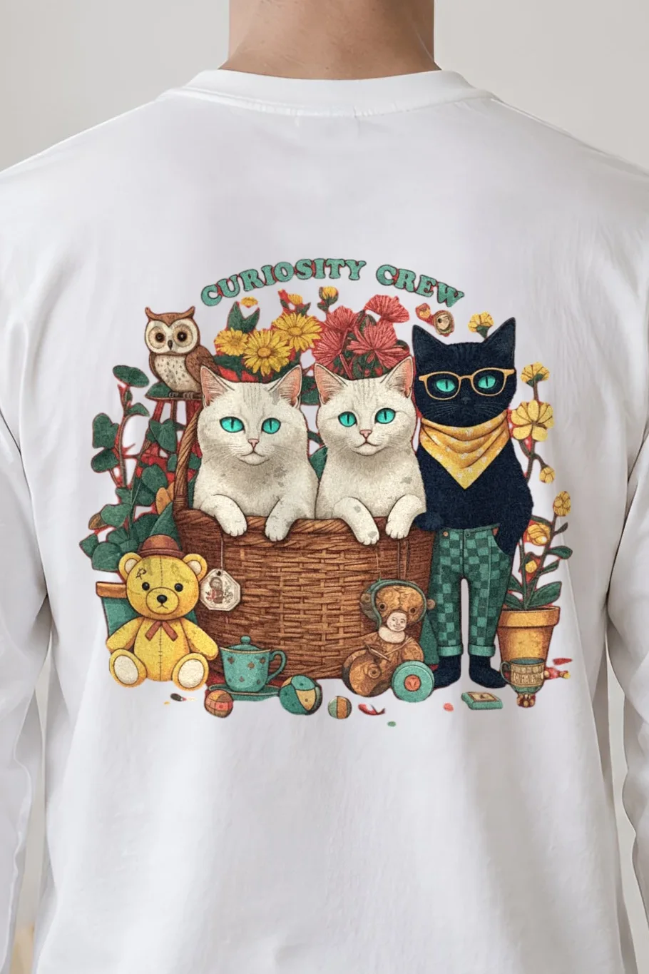 "Playroom Paws" Unisex Longsleeve T-shirt - the graphic up close