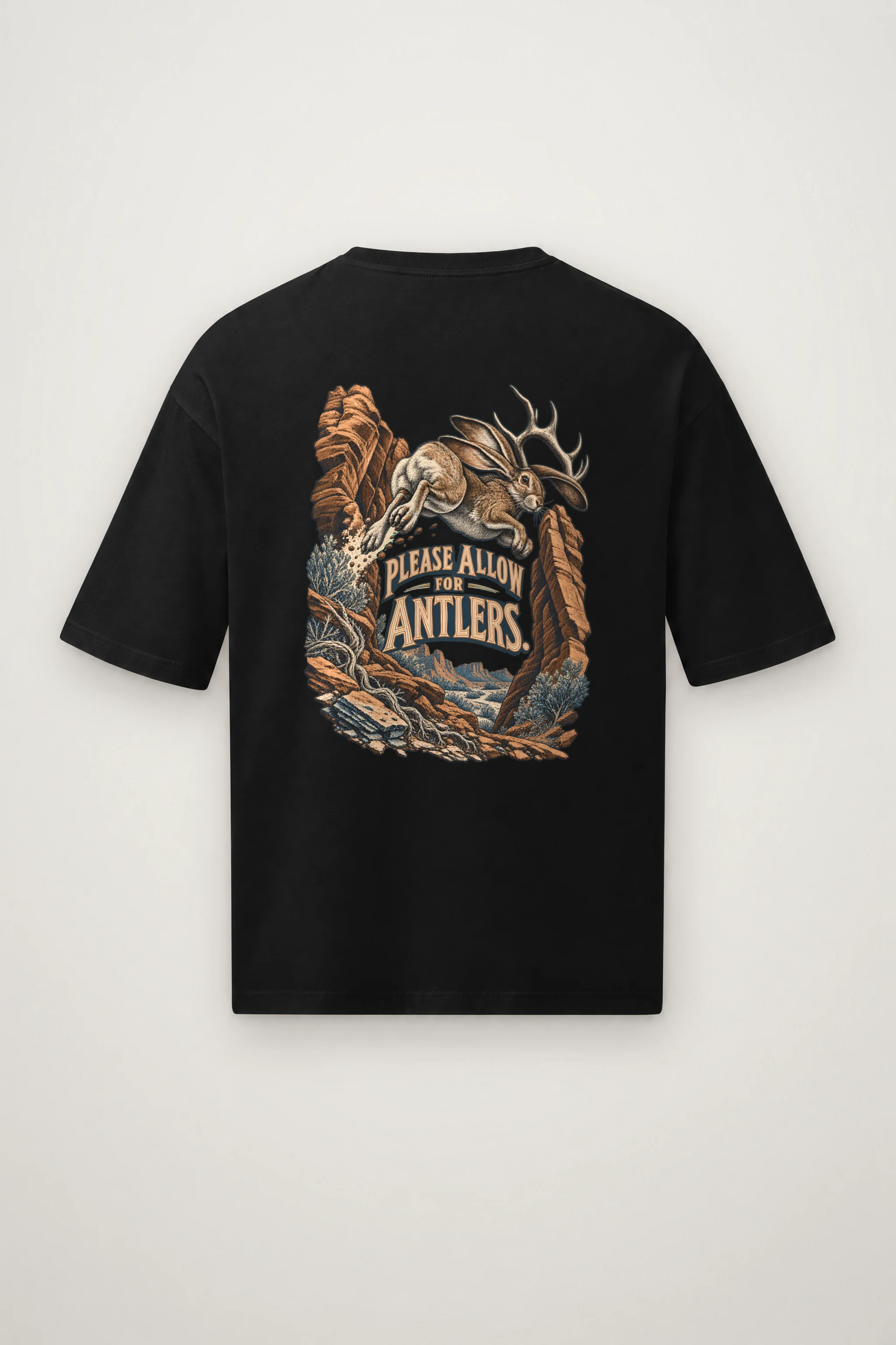 "Please Allow for Antlers" Men's Oversized Heavyweight Crewneck T-Shirt