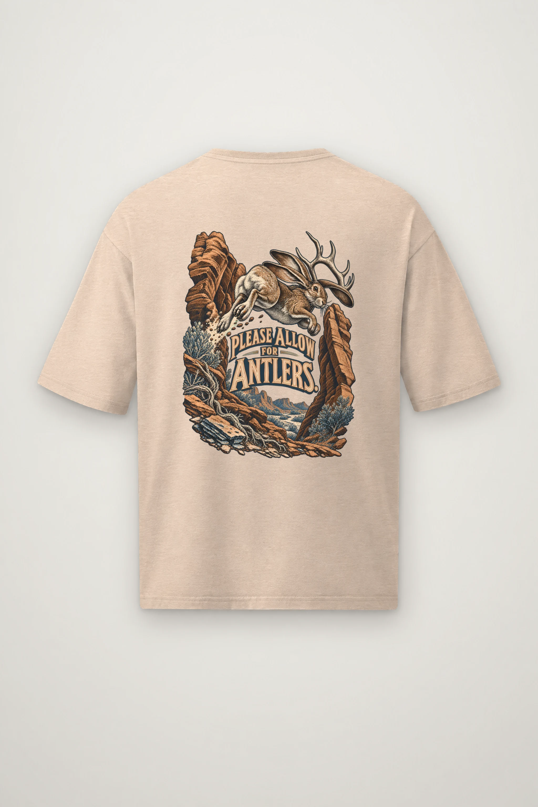 "Please Allow for Antlers" Men's Oversized Heavyweight Crewneck T-Shirt