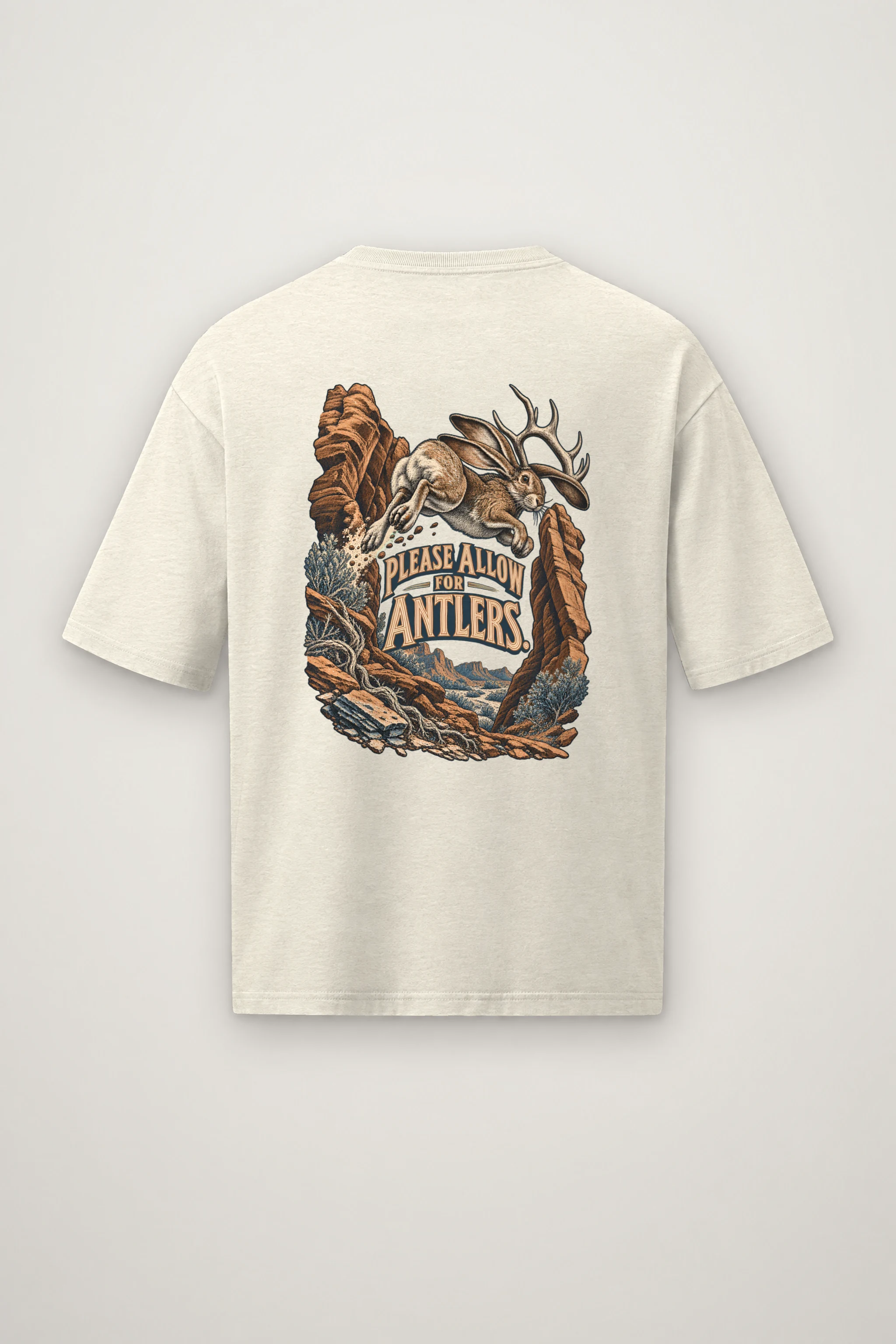 "Please Allow for Antlers" Men's Oversized Heavyweight Crewneck T-Shirt