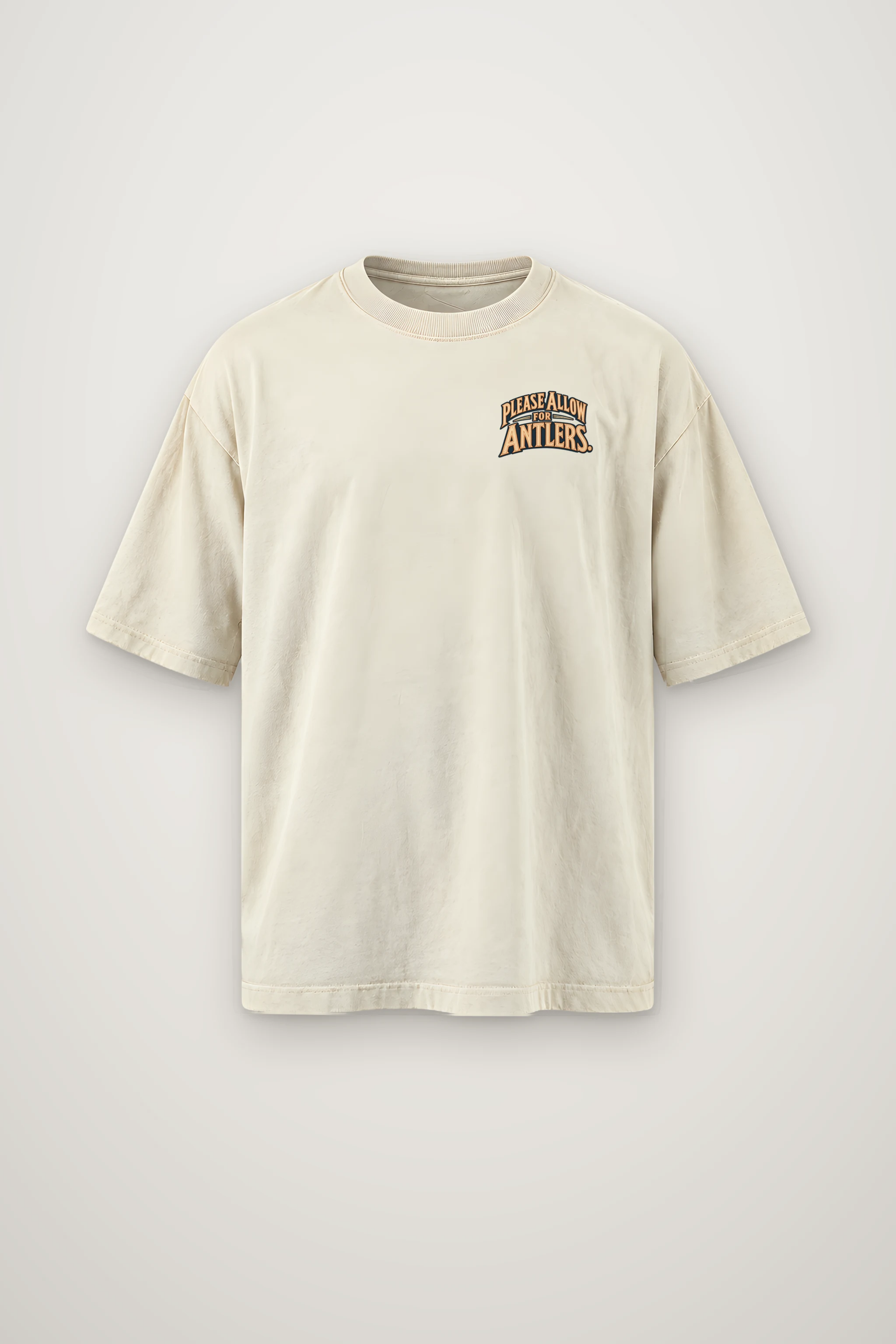 "Please Allow for Antlers" Men's Oversized Heavyweight Crewneck T-Shirt