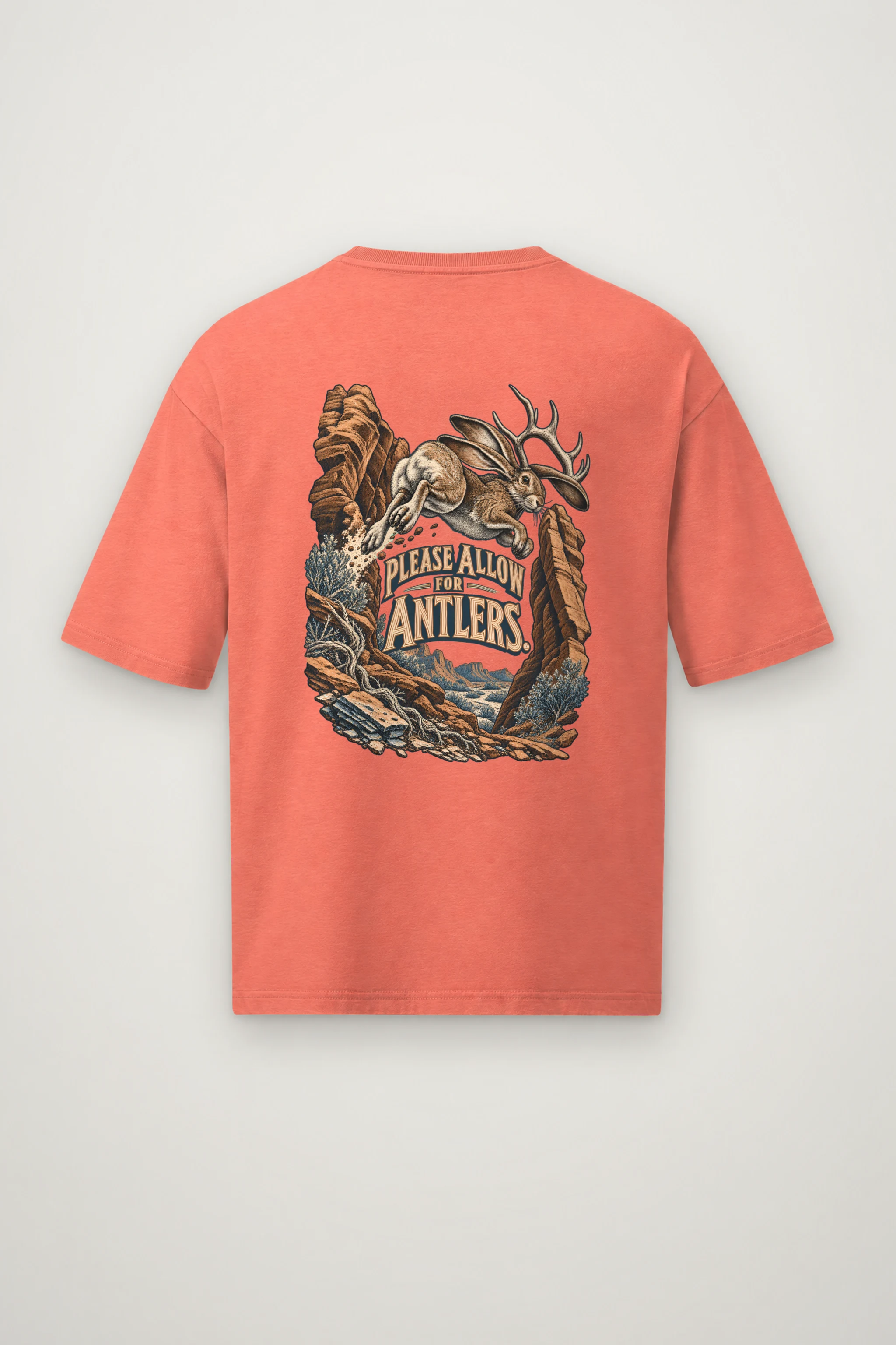 "Please Allow for Antlers" Men's Oversized Heavyweight Crewneck T-Shirt