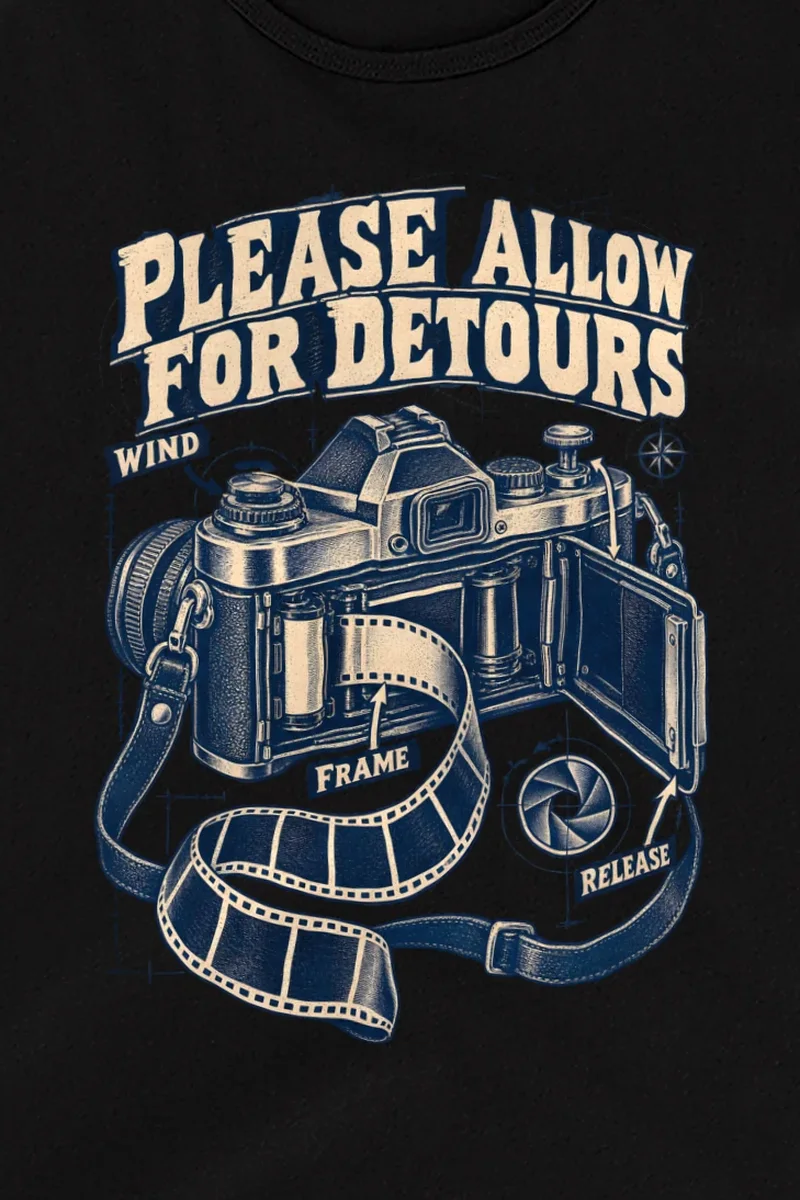 "Please Allow for Detours" Unisex Jersey Tank - the graphic up close