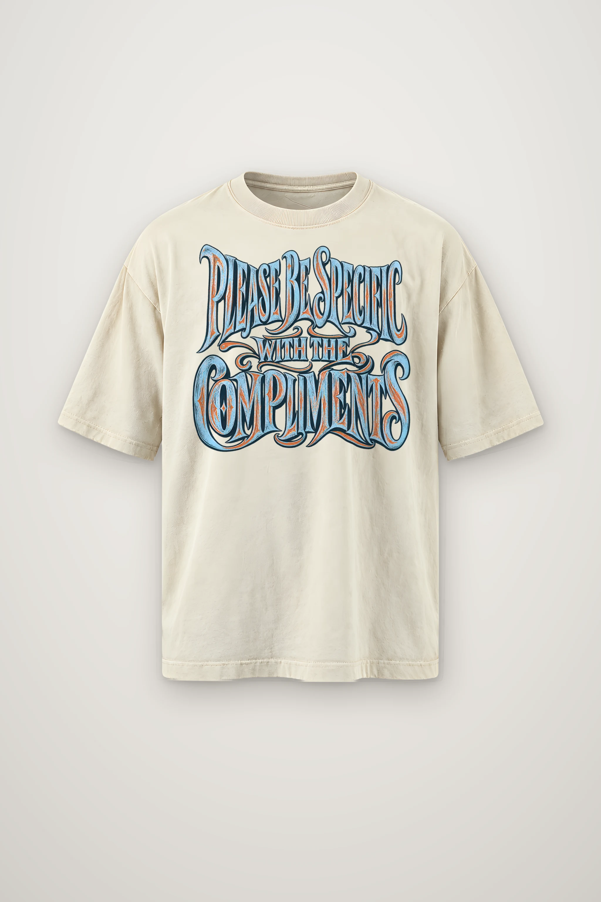 "Please Be Specific With The Compliments" Men's Oversized Heavyweight Crewneck T-Shirt