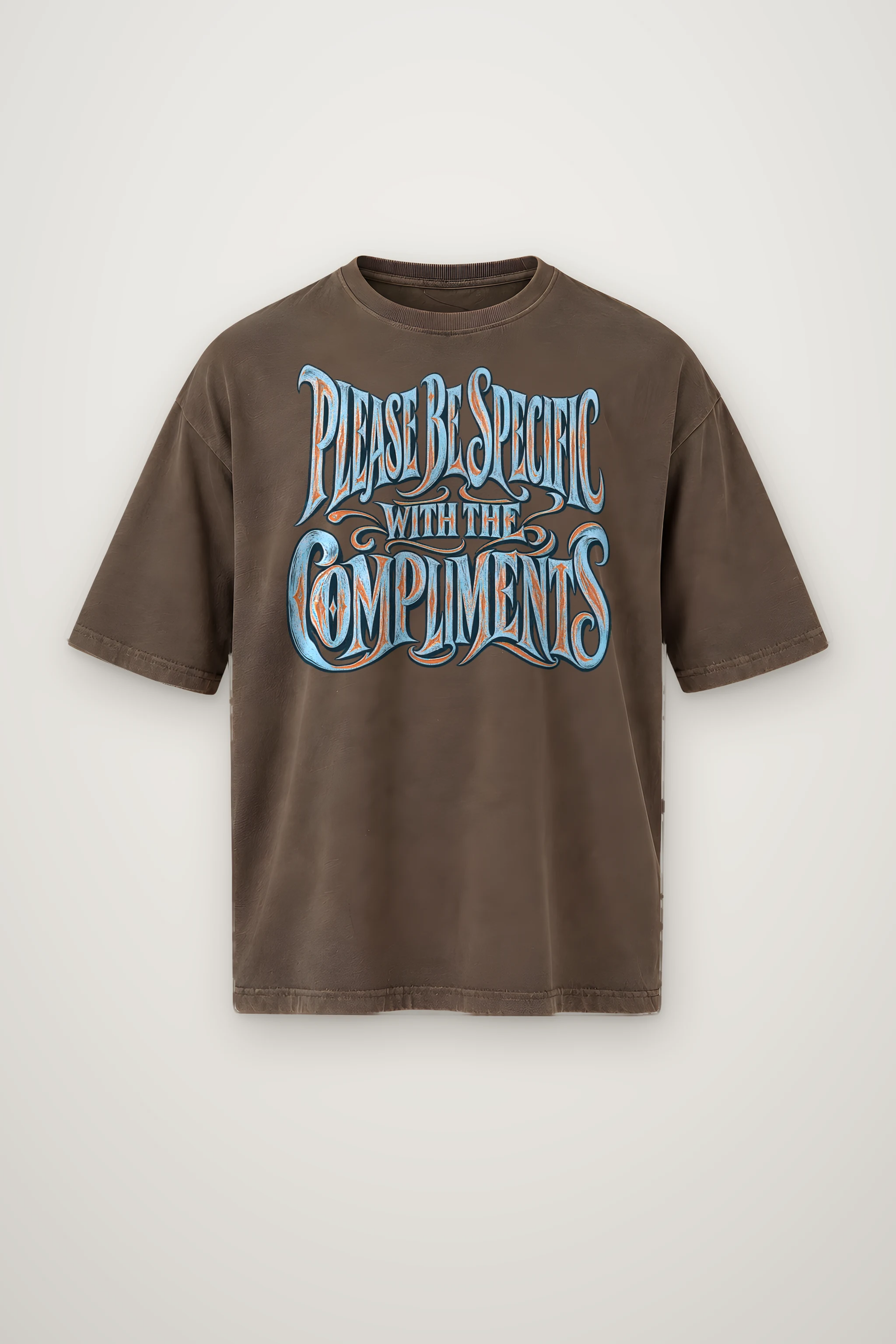 "Please Be Specific With The Compliments" Men's Oversized Heavyweight Crewneck T-Shirt