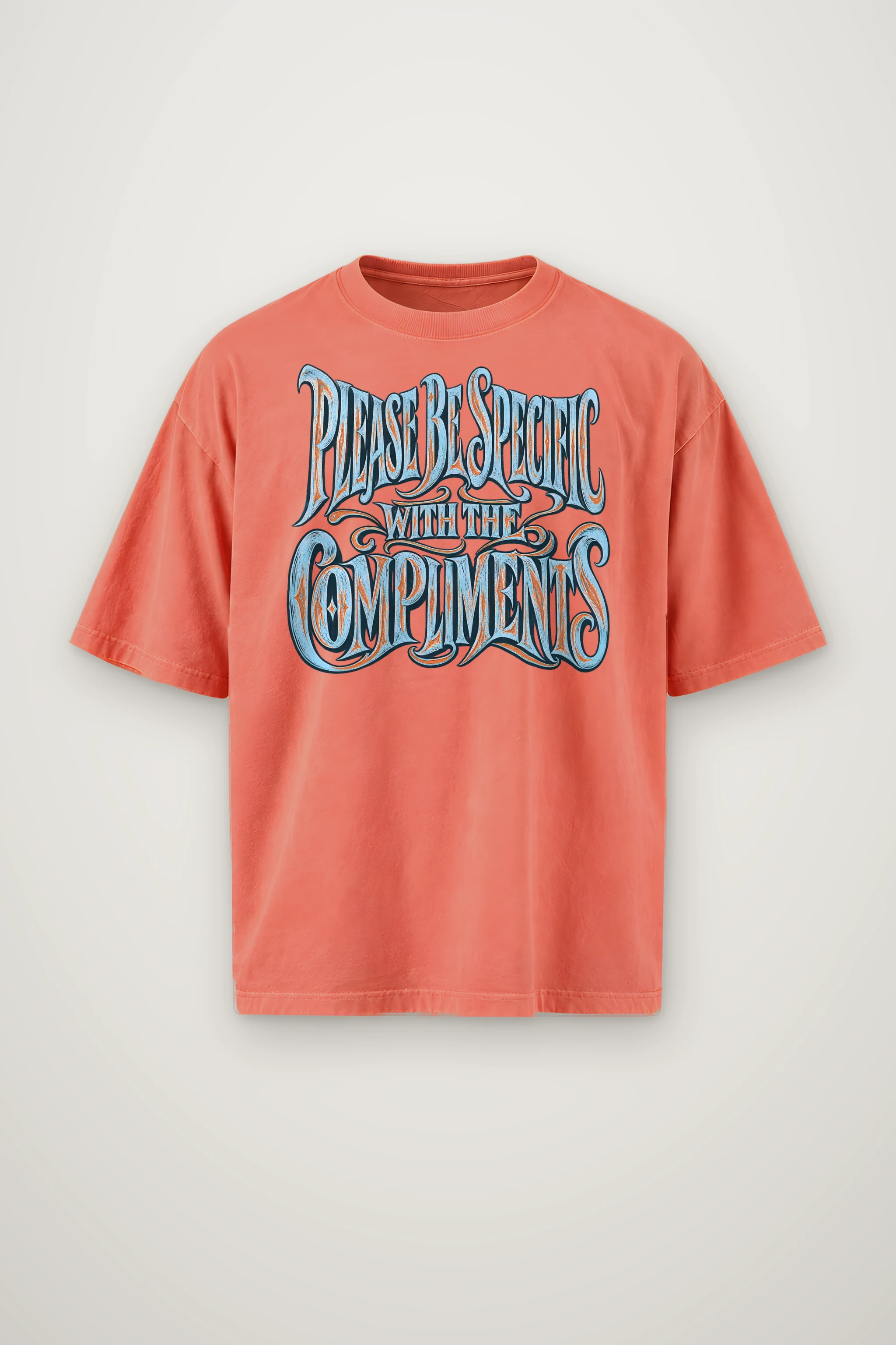 "Please Be Specific With The Compliments" Men's Oversized Heavyweight Crewneck T-Shirt