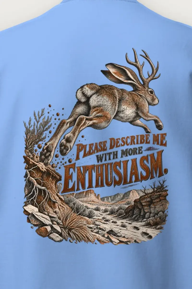 "Please Describe Me With More Enthusiasm" Heavy Blend Unisex Crewneck Sweatshirt - the graphic up close