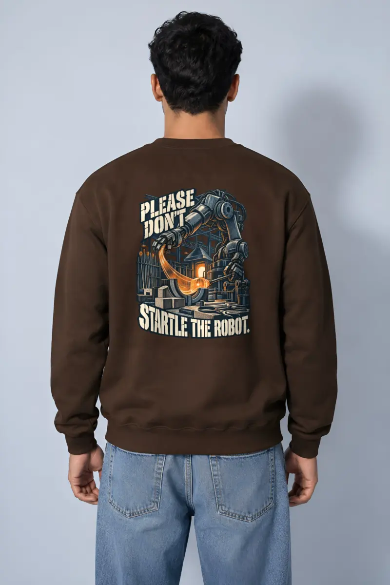 "Please Don't Startle the Robot" Heavy Blend Unisex Crewneck Sweatshirt