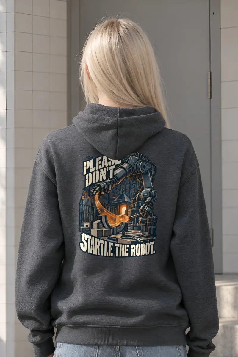 “Please Don’t Startle the Robot” Heavy Blend Unisex Pullover Hoodie
