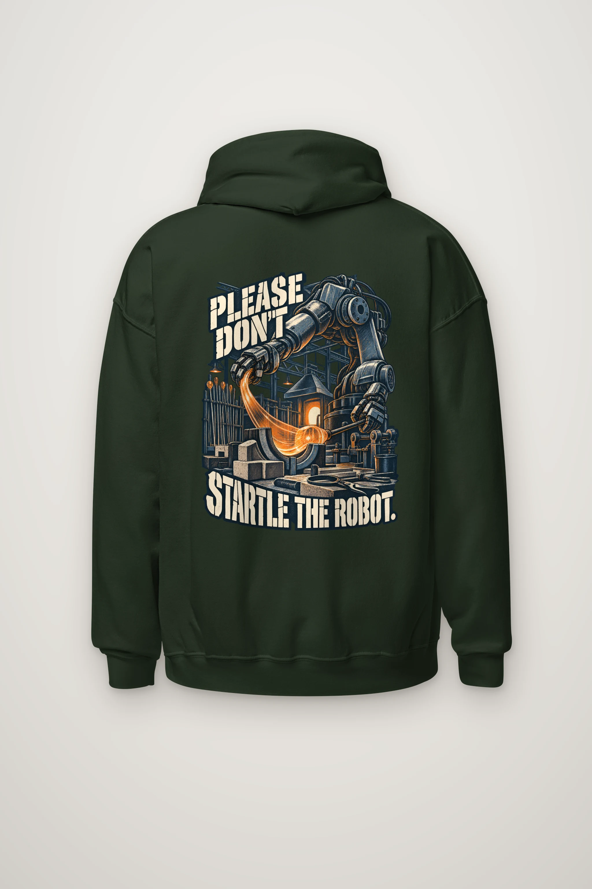 "Please Don't Startle the Robot" Heavy Blend Unisex Pullover Hoodie