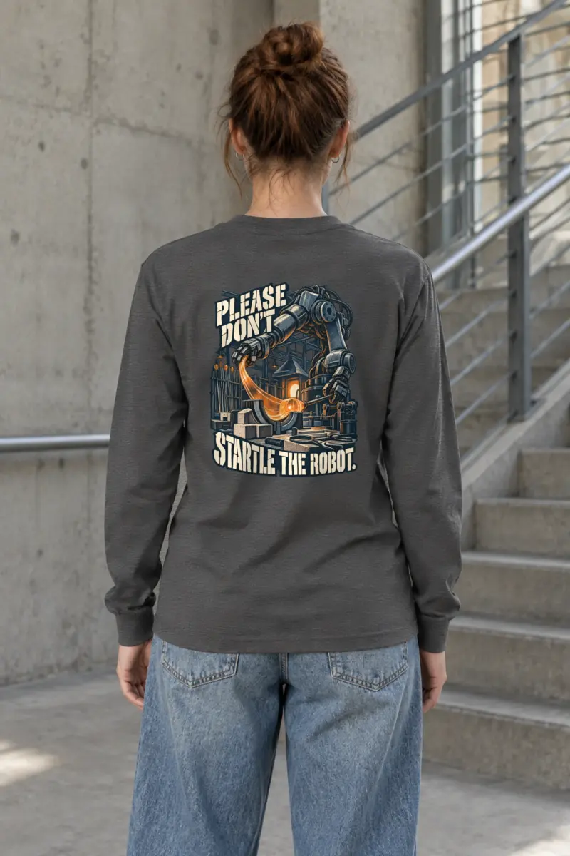 "Please Don't Startle the Robot" Unisex Longsleeve T-shirt