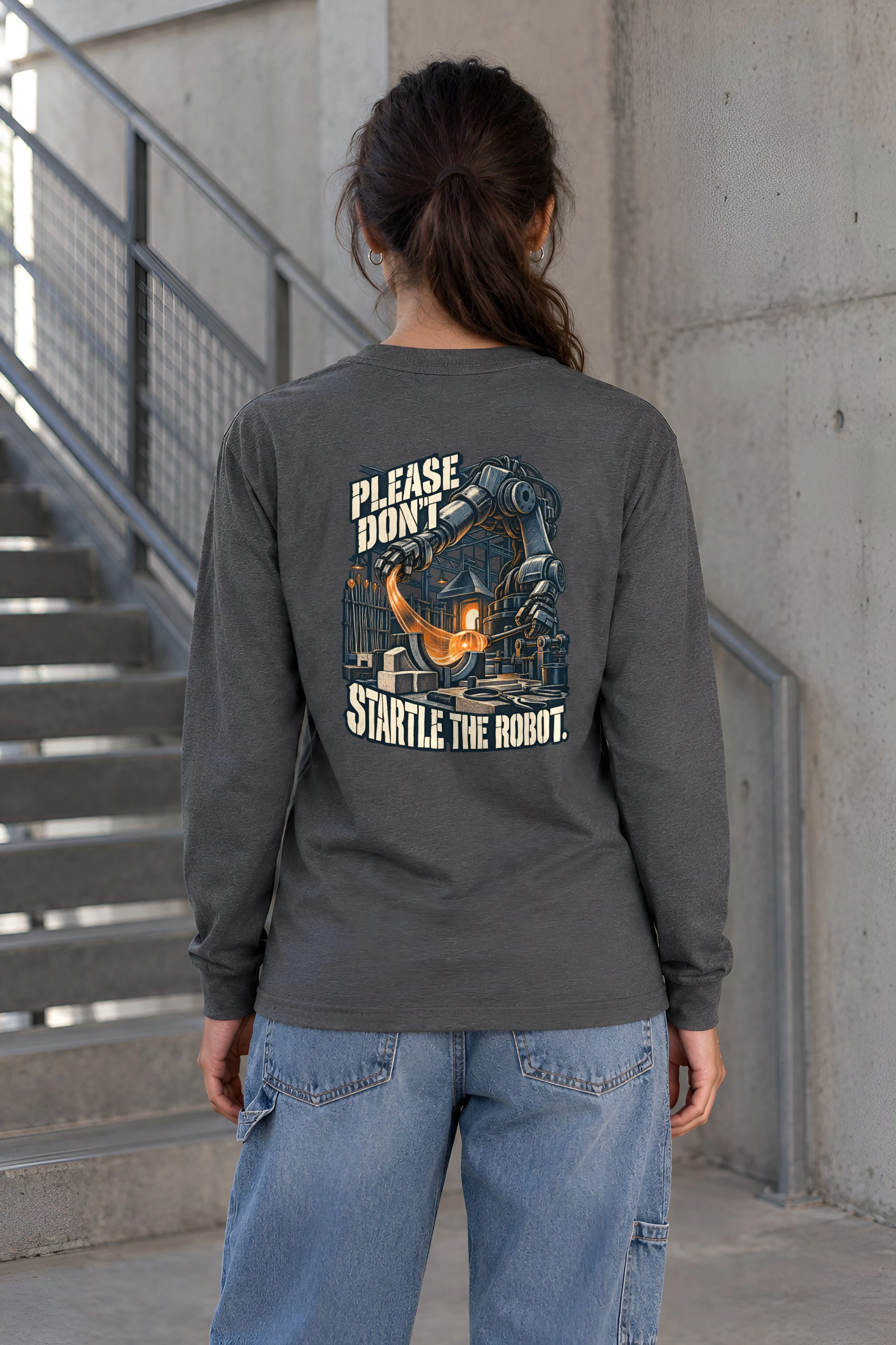 "Please Don't Startle the Robot" Unisex Longsleeve T-shirt