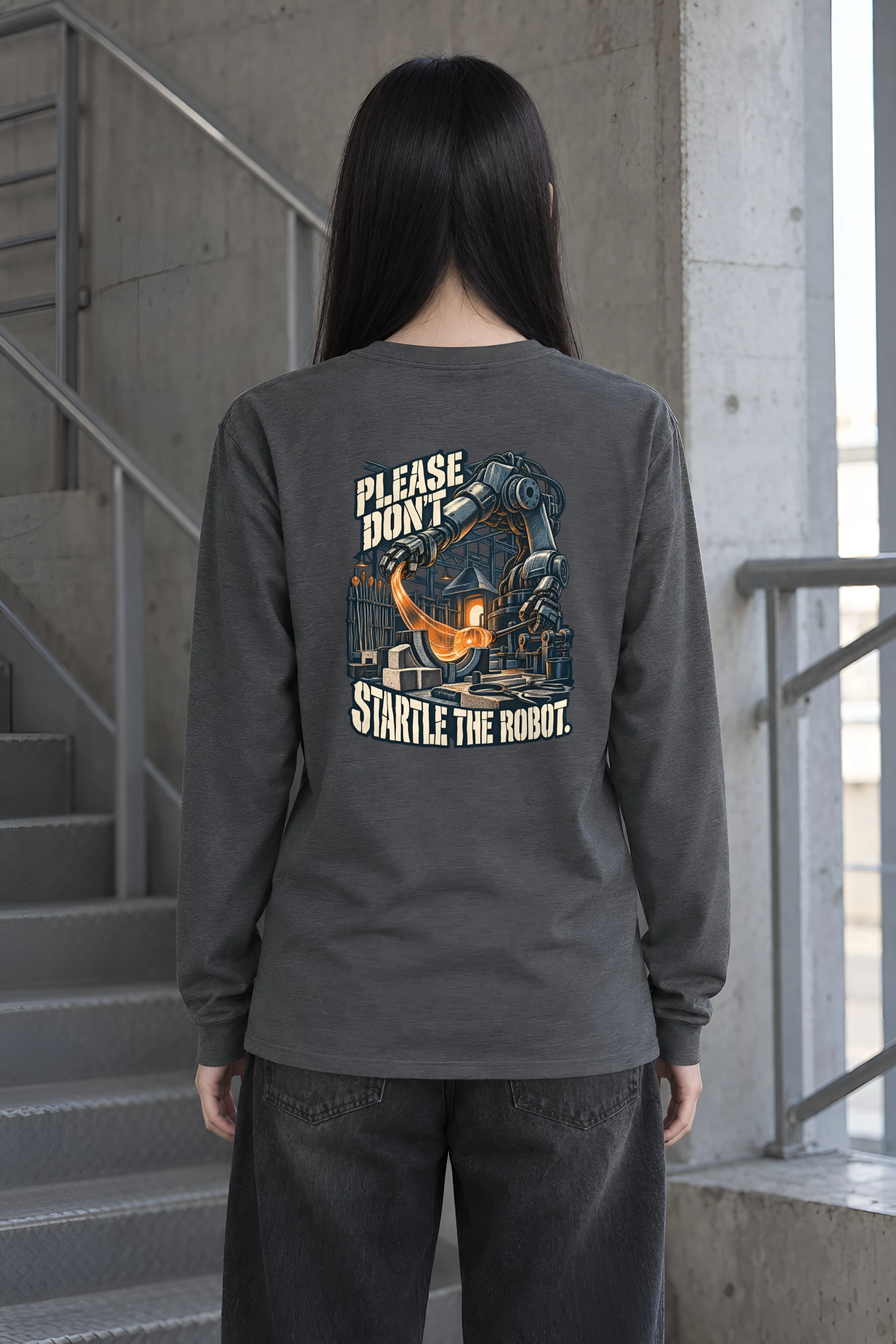 "Please Don't Startle the Robot" Unisex Longsleeve T-shirt