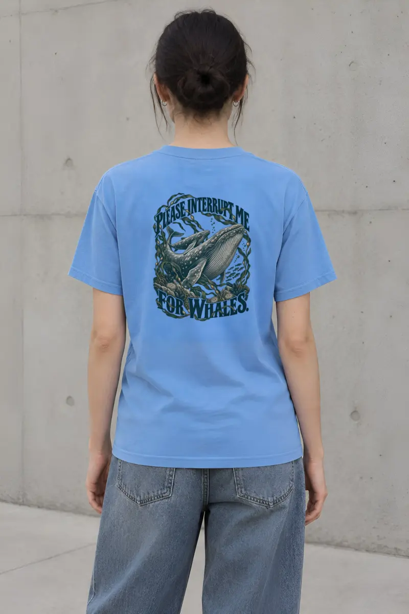 “Please Interrupt Me for Whales” Heavyweight Unisex Crewneck T-shirt