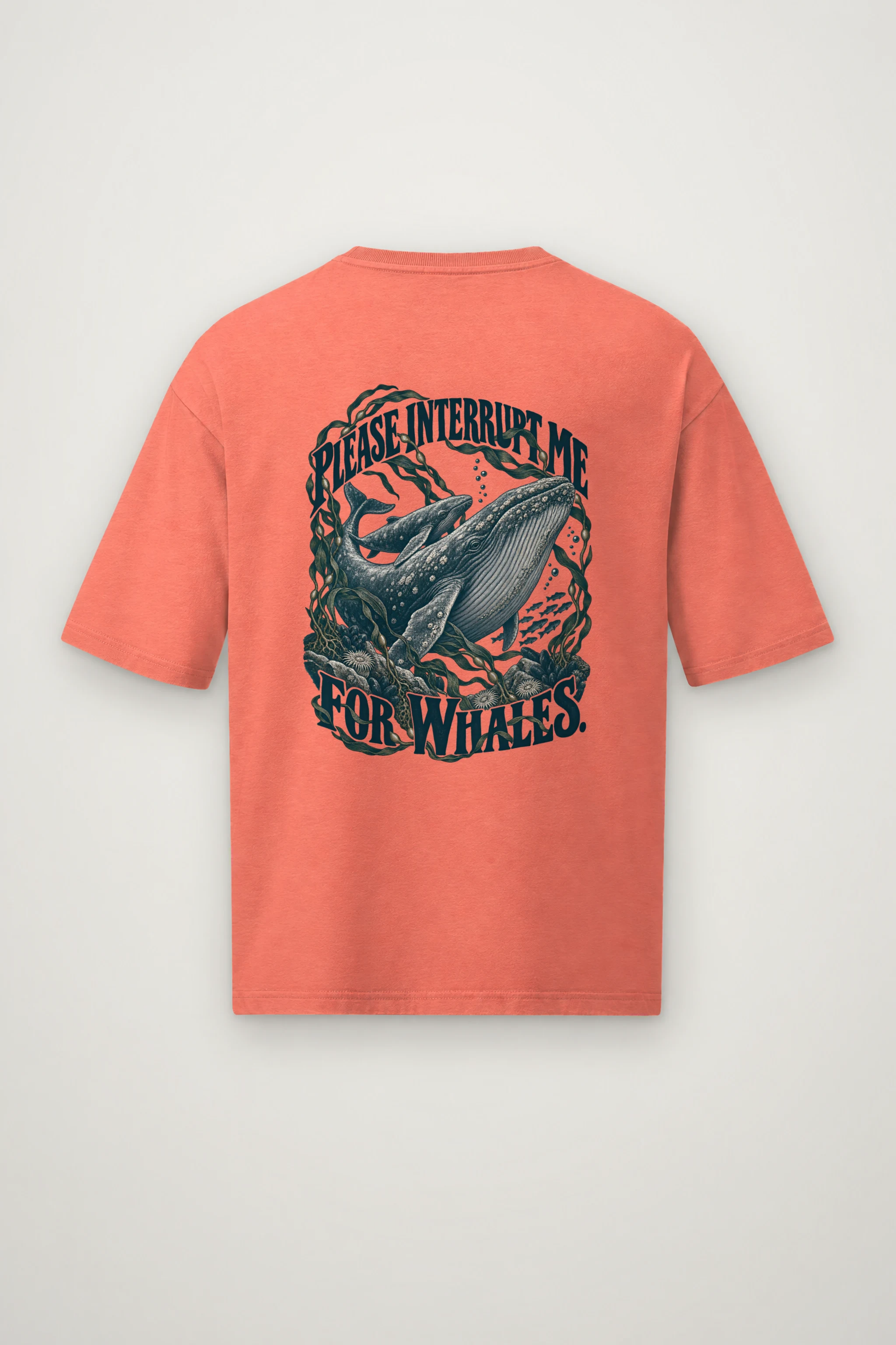 "Please Interrupt Me for Whales" Men's Oversized Heavyweight Crewneck T-Shirt